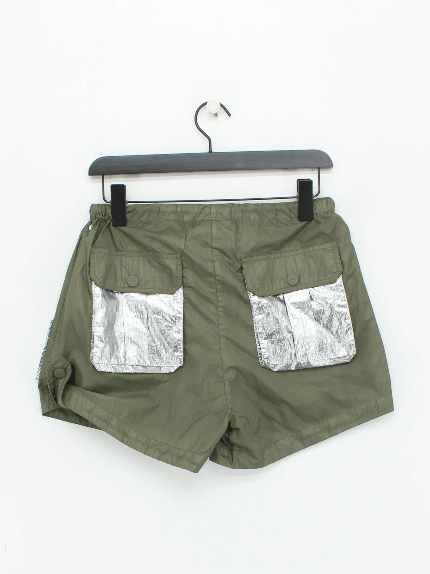 Ganni Women's Shorts UK 8 Green 100% Nylon Sweat - Image 2