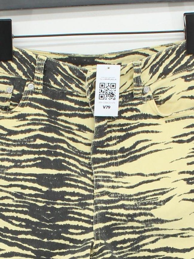 Ganni Women's Shorts W 29 in Cream Animal Print Cotton with Elastane Mom - Image 3