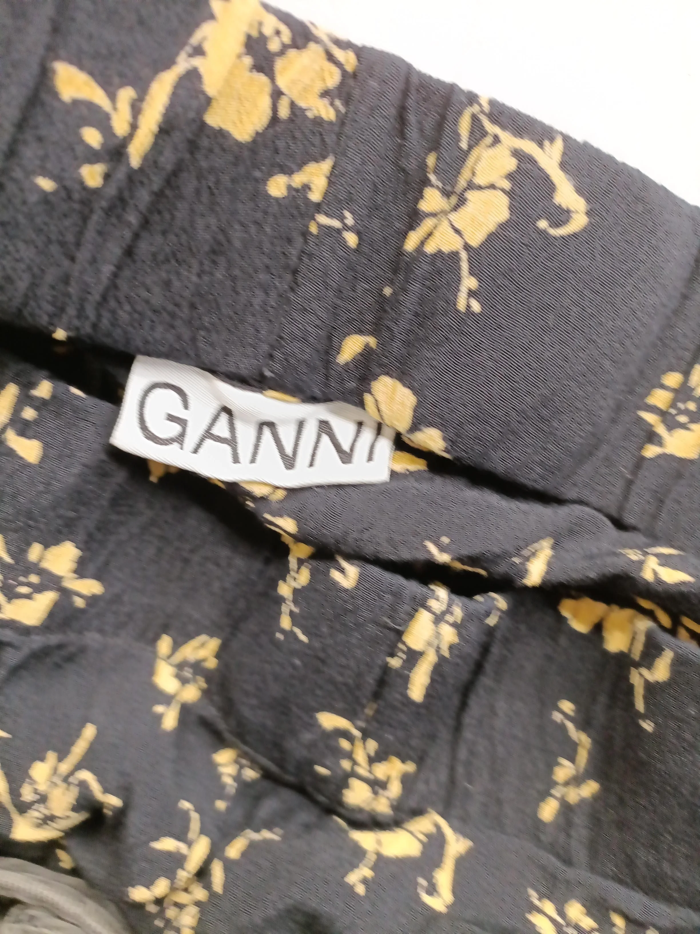 Ganni Women's Trousers UK 10 Black Floral 100% Viscose Straight Chino - Image 5