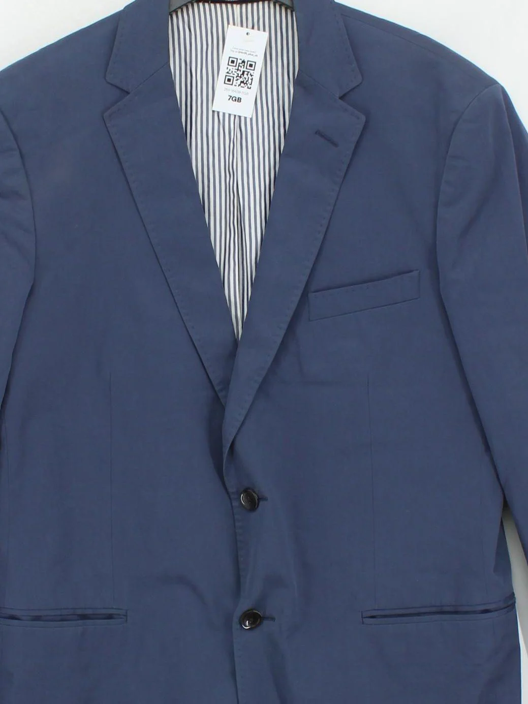 Gant Men's Blazer Chest: 52 in Blue Cotton with Viscose Overcoat - Image 3
