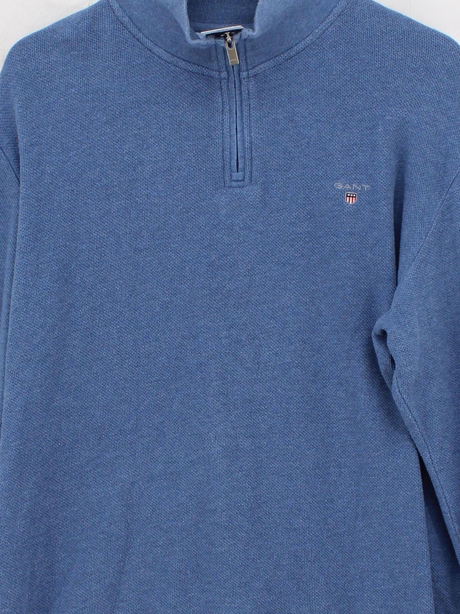 Gant Men's Jumper L Blue 100% Cotton Mock Neck Pullover - Image 3