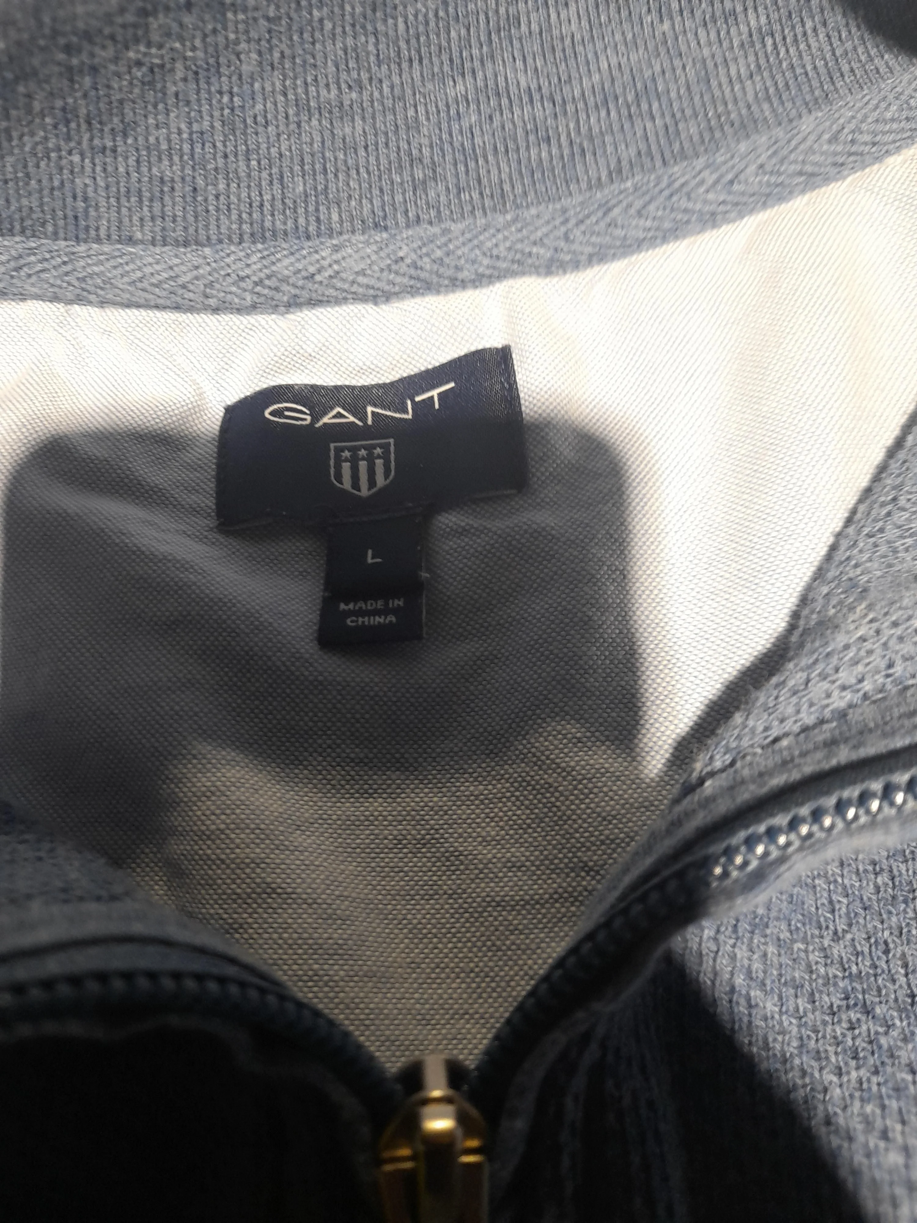 Gant Men's Jumper L Blue 100% Cotton Mock Neck Pullover - Image 5