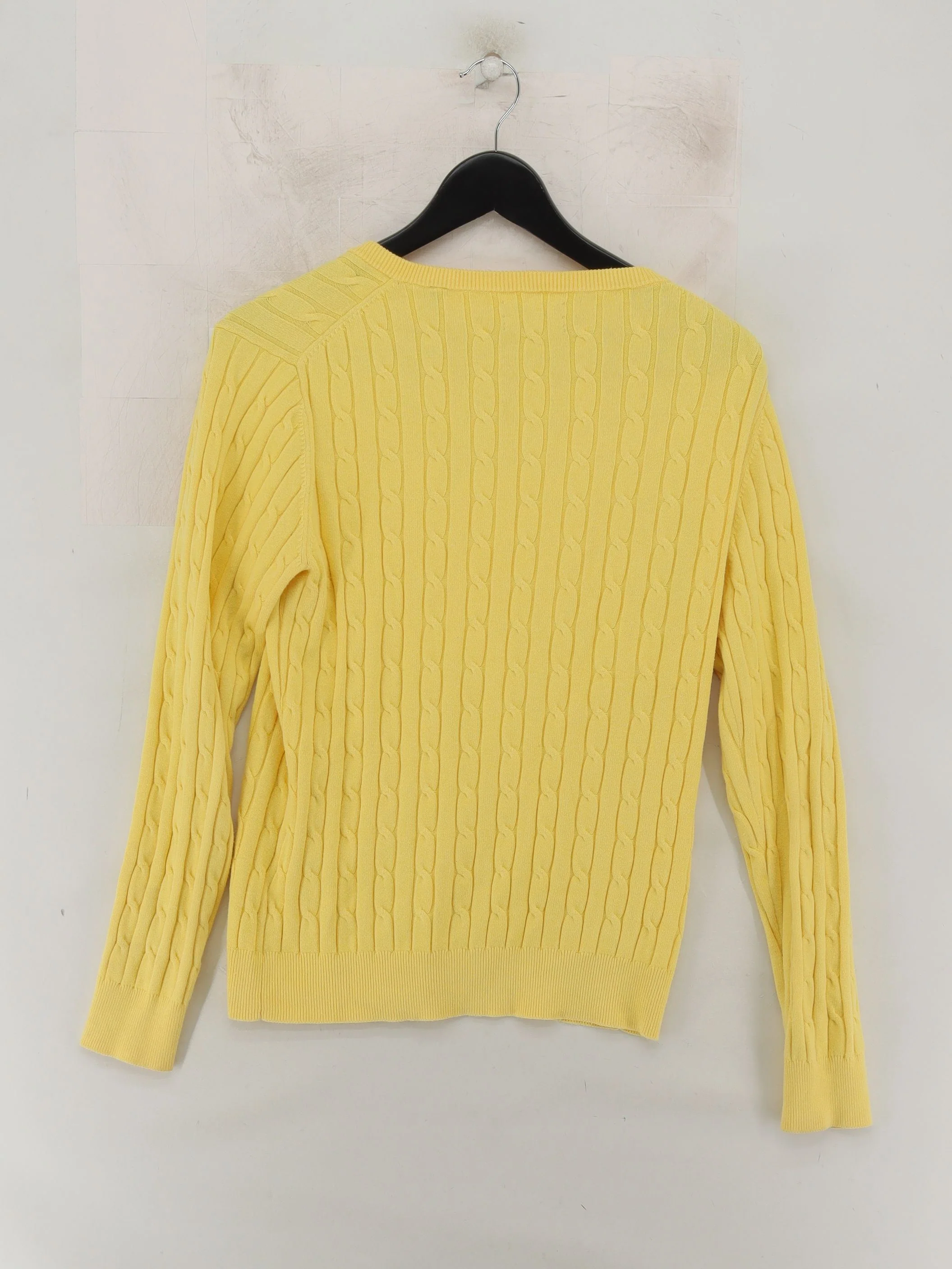 Gant Men's Jumper L Yellow Cotton with Polyamide V-Neck Pullover - Image 2