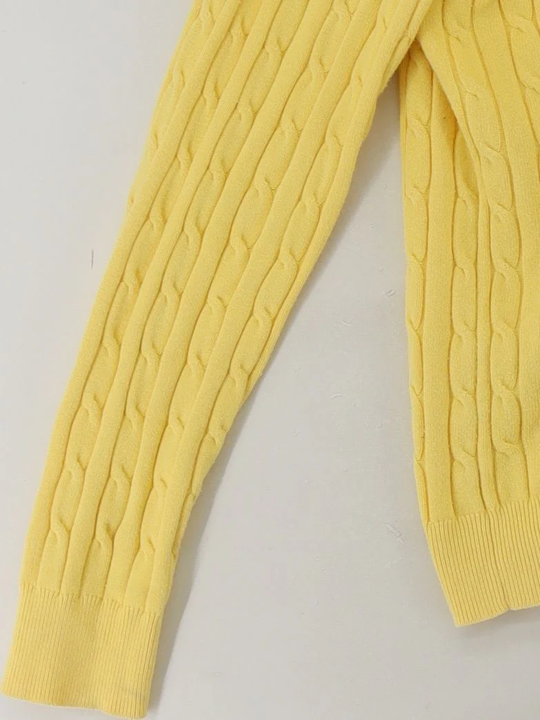 Gant Men's Jumper L Yellow Cotton with Polyamide V-Neck Pullover - Image 4