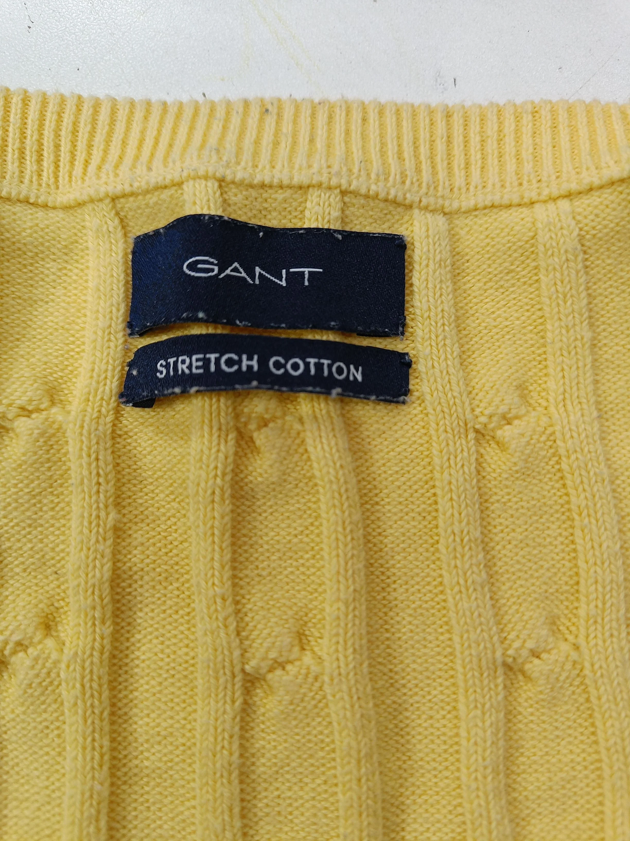 Gant Men's Jumper L Yellow Cotton with Polyamide V-Neck Pullover - Image 6