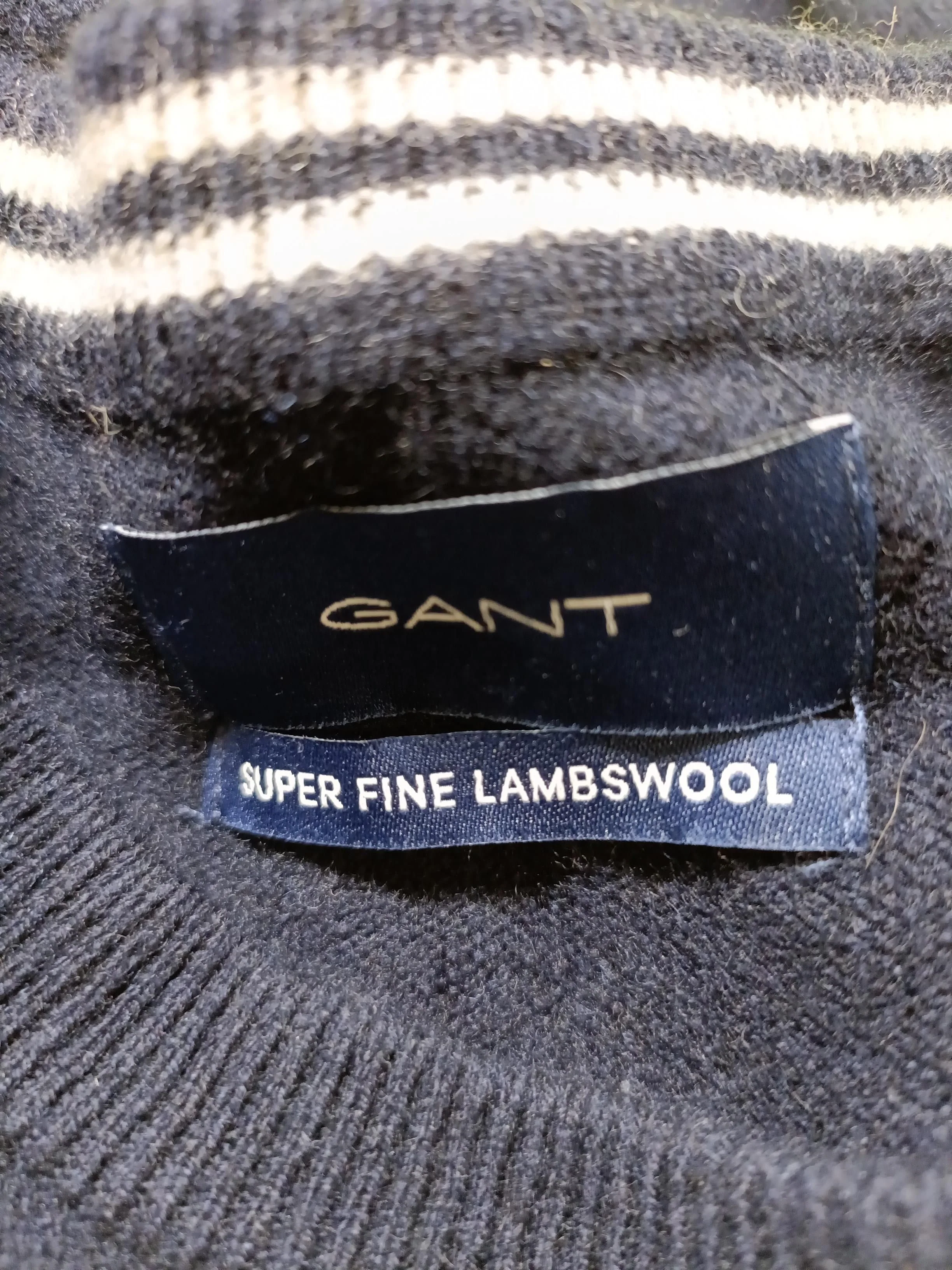 Gant Men's Jumper M Blue 100% Wool Crew Neck Pullover - Image 5