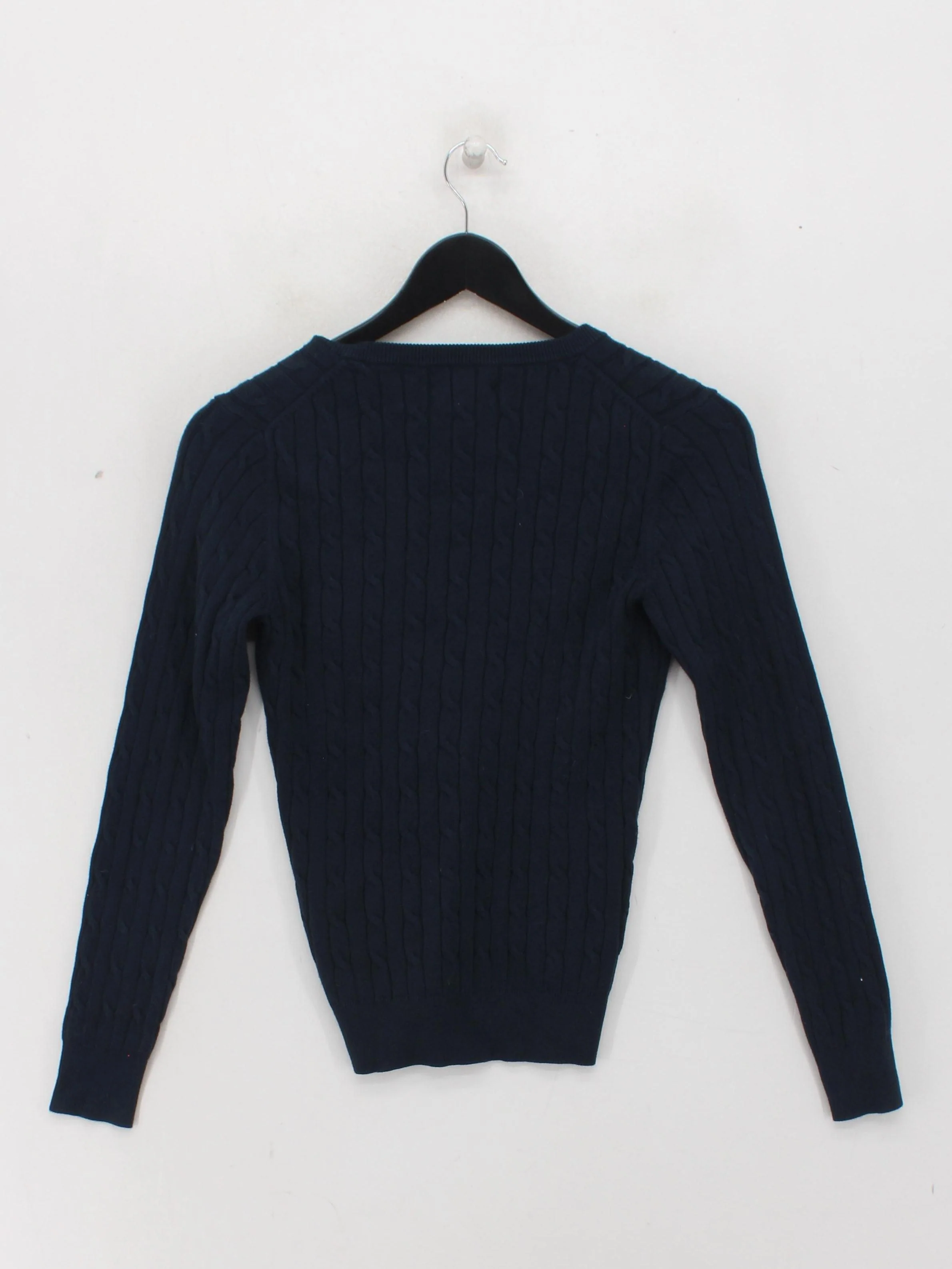 Gant Men's Jumper M Blue Cotton with Polyamide, Elastane V-Neck Pullover - Image 2