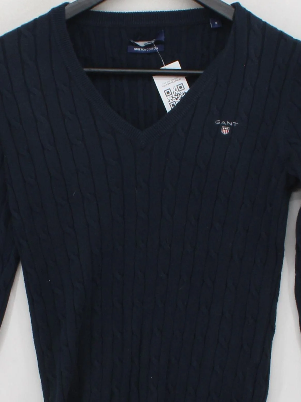 Gant Men's Jumper M Blue Cotton with Polyamide, Elastane V-Neck Pullover - Image 3