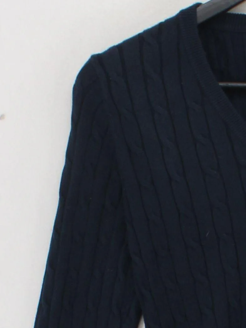 Gant Men's Jumper M Blue Cotton with Polyamide, Elastane V-Neck Pullover - Image 4