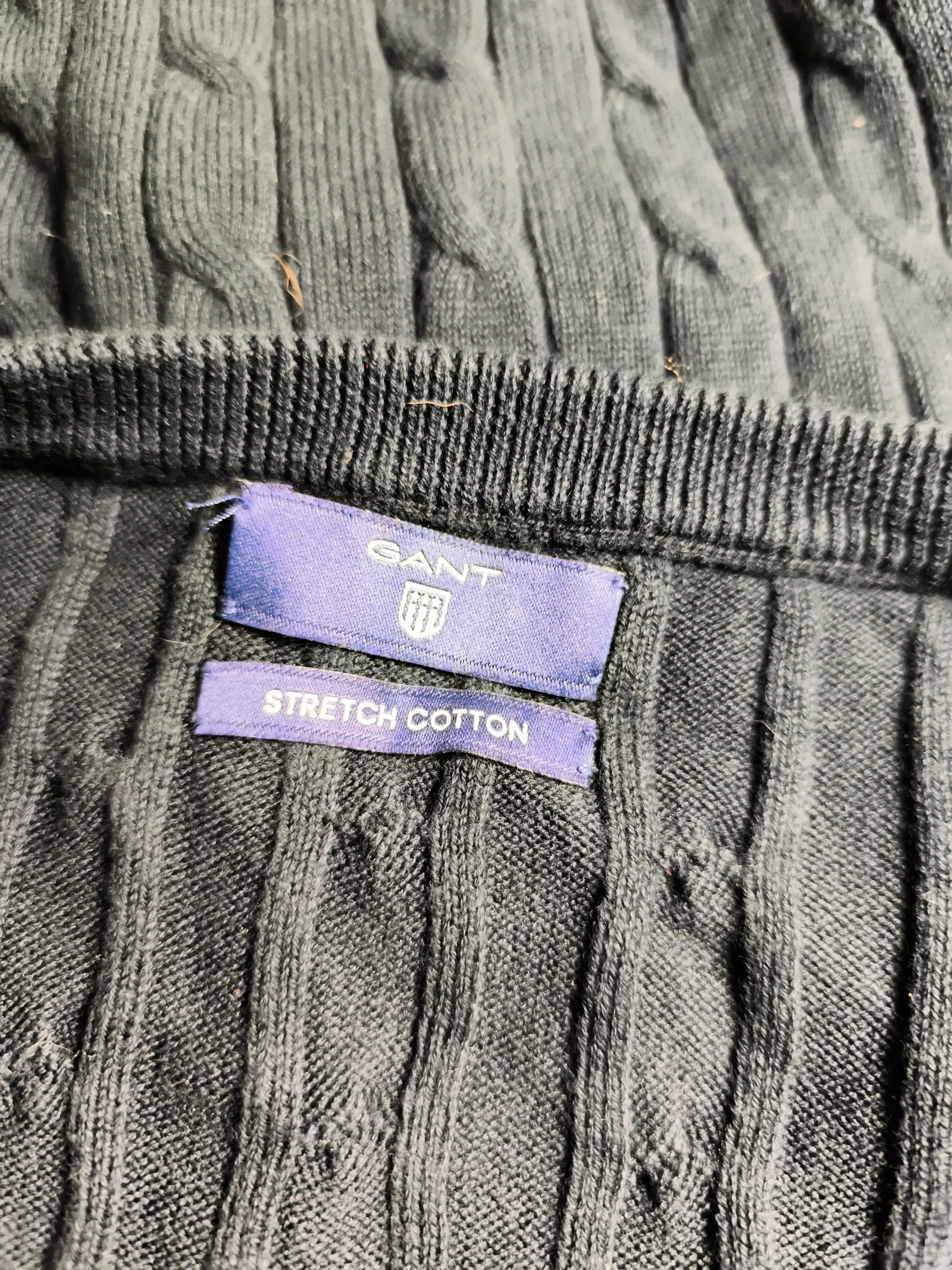 Gant Men's Jumper M Blue Cotton with Polyamide, Elastane V-Neck Pullover - Image 6