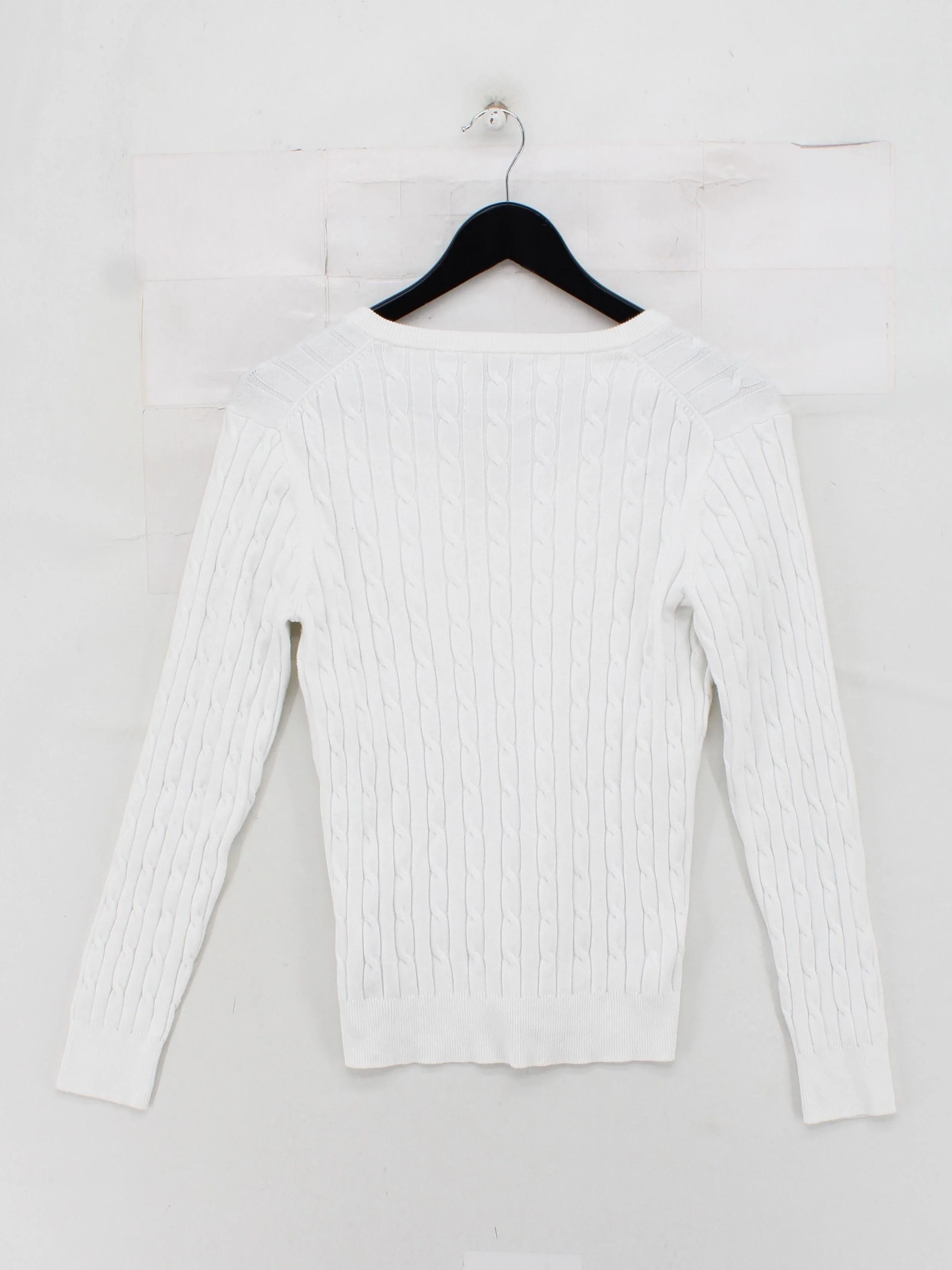 Gant Men's Jumper M White Cotton with Polyamide, Elastane V-Neck Pullover - Image 2