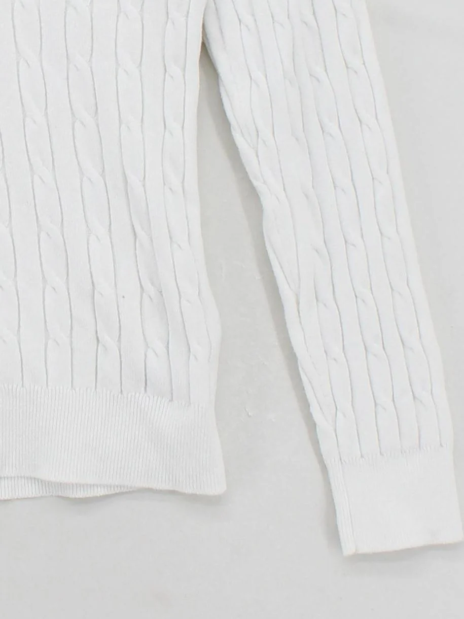 Gant Men's Jumper M White Cotton with Polyamide, Elastane V-Neck Pullover - Image 4
