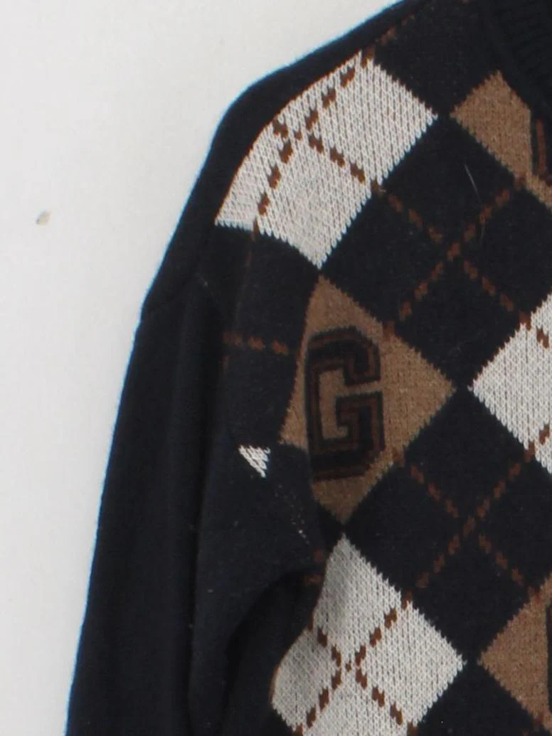 Gant Men's Jumper S Blue Argyle 100% Wool Crew Neck Pullover - Image 4