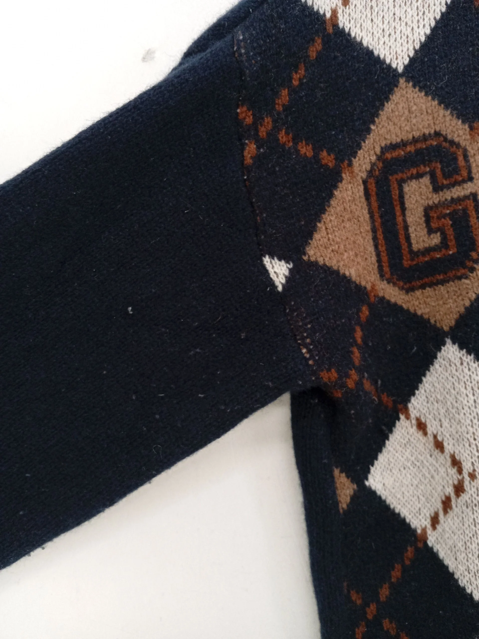 Gant Men's Jumper S Blue Argyle 100% Wool Crew Neck Pullover - Image 5