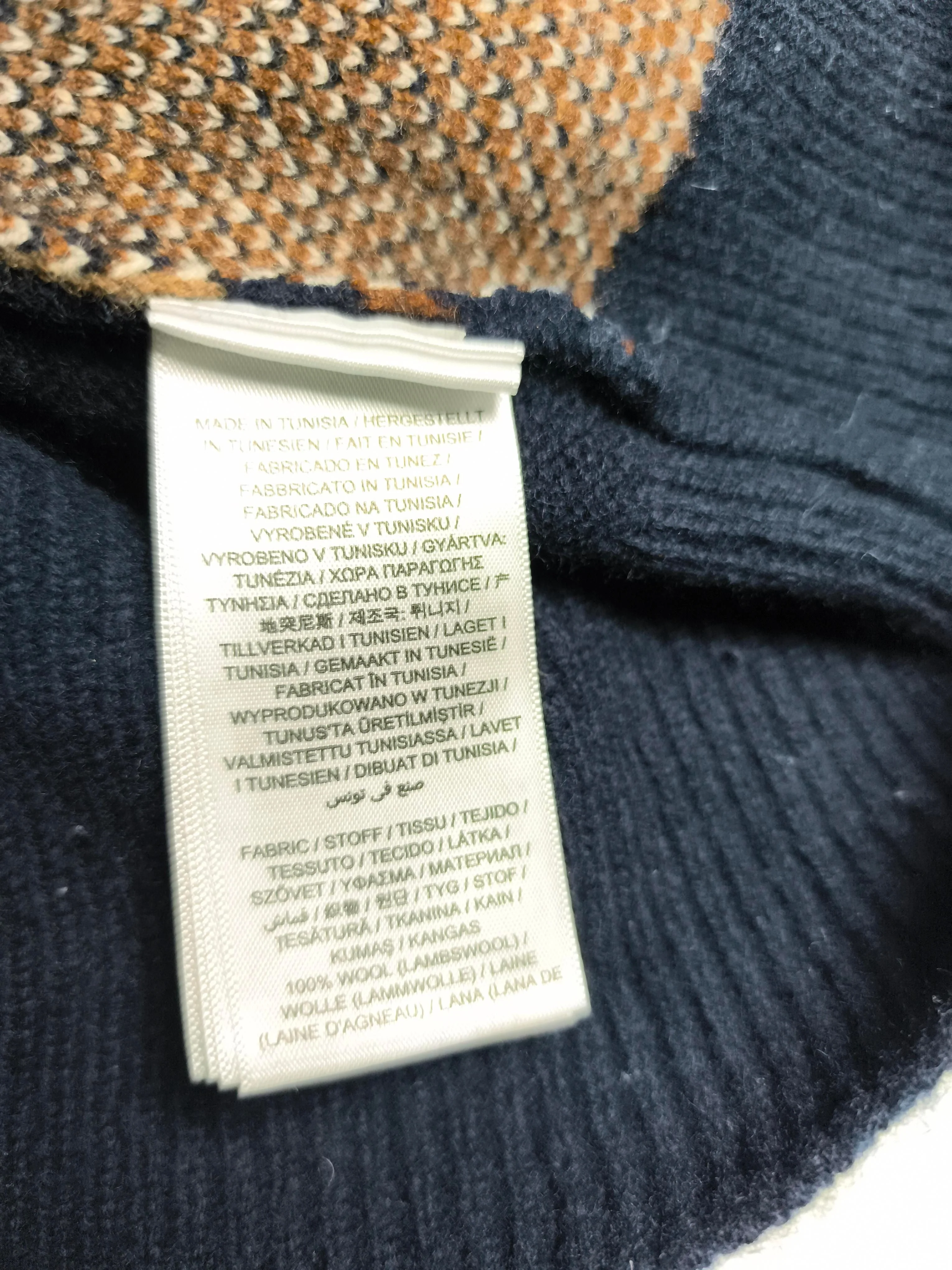Gant Men's Jumper S Blue Argyle 100% Wool Crew Neck Pullover - Image 7