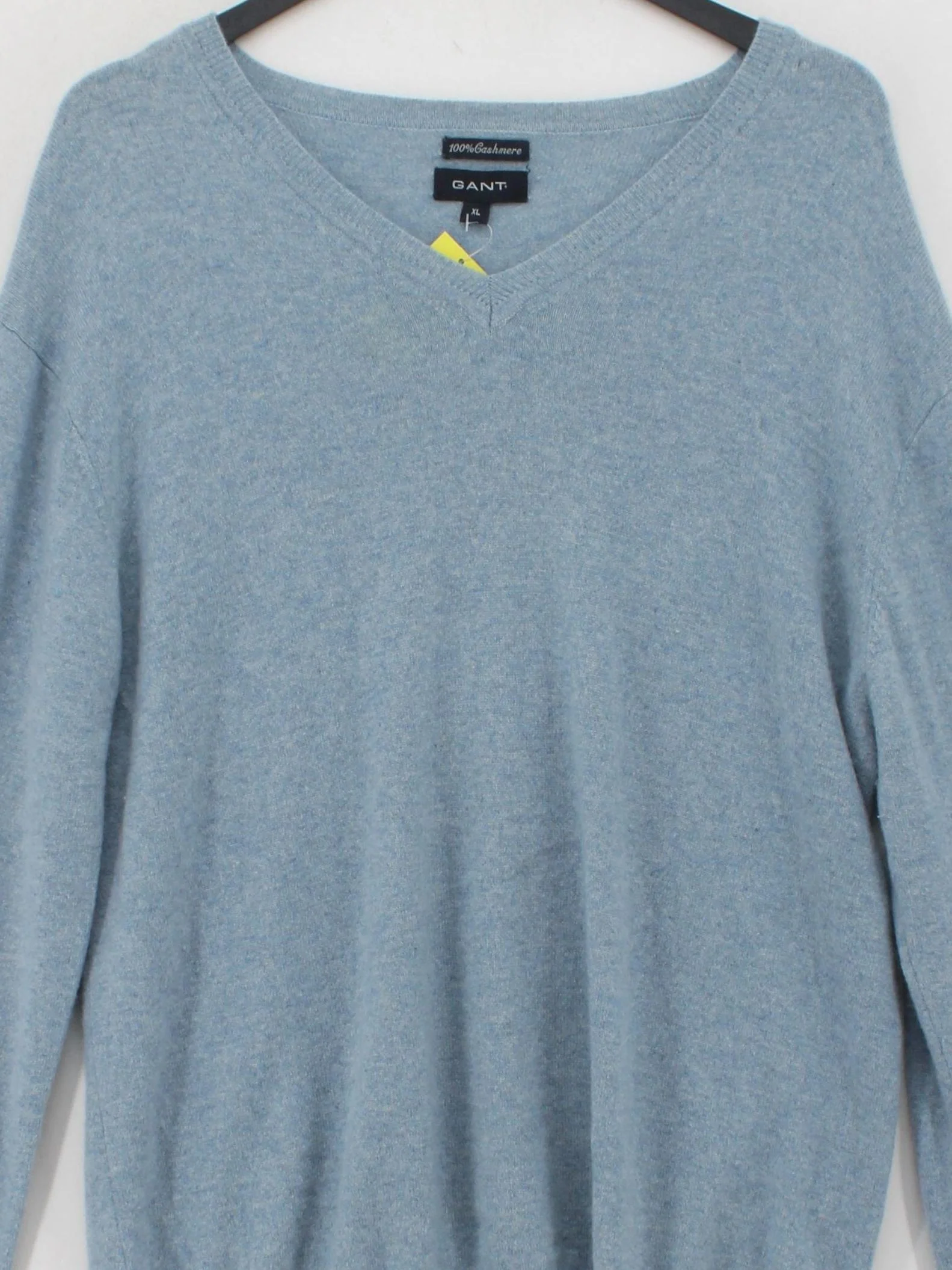 Gant Men's Jumper XXL Blue 100% Cashmere V-Neck Pullover - Image 3