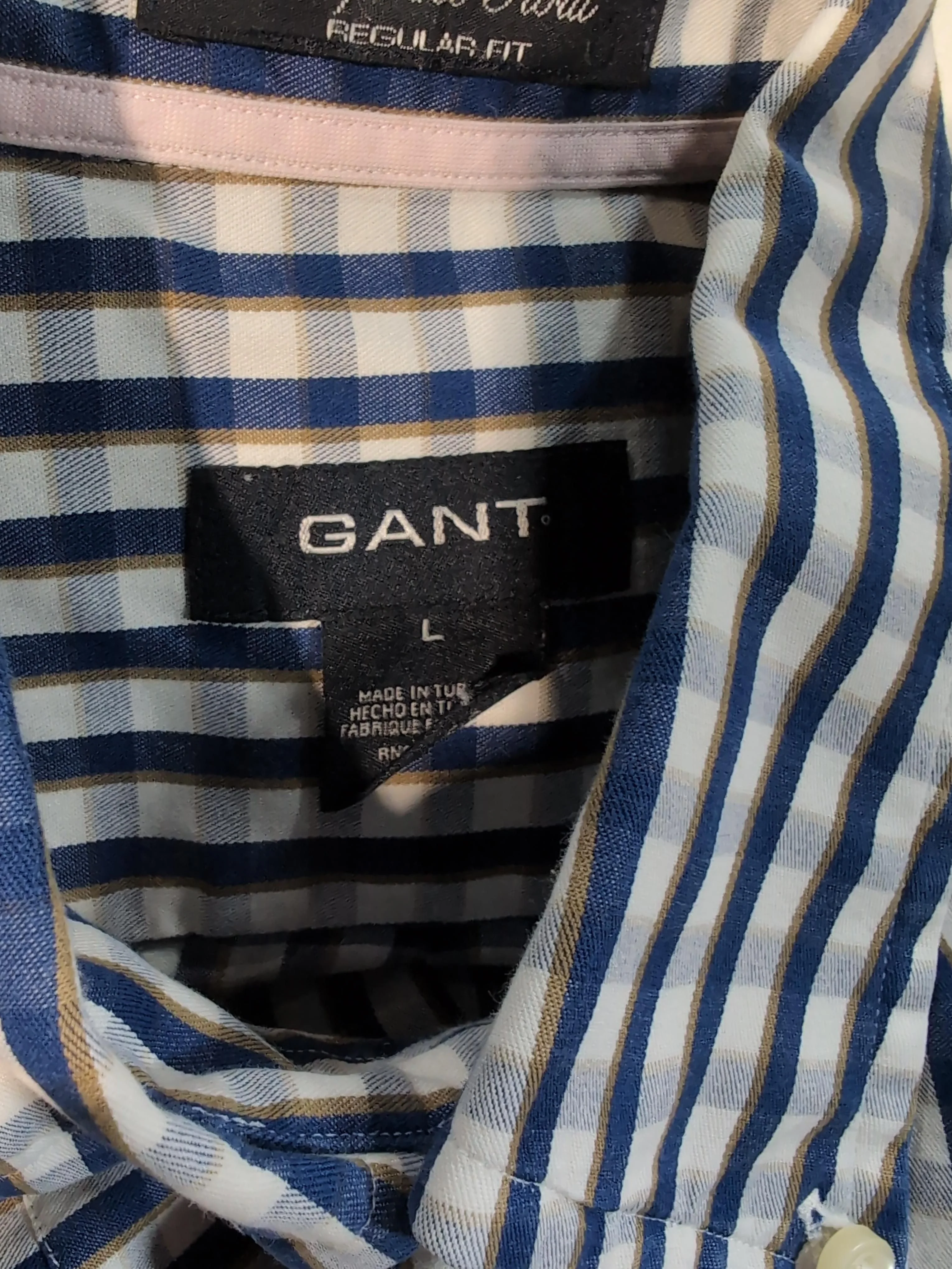 Gant Men's Shirt L Blue Checkered 100% Cotton Basic - Image 5