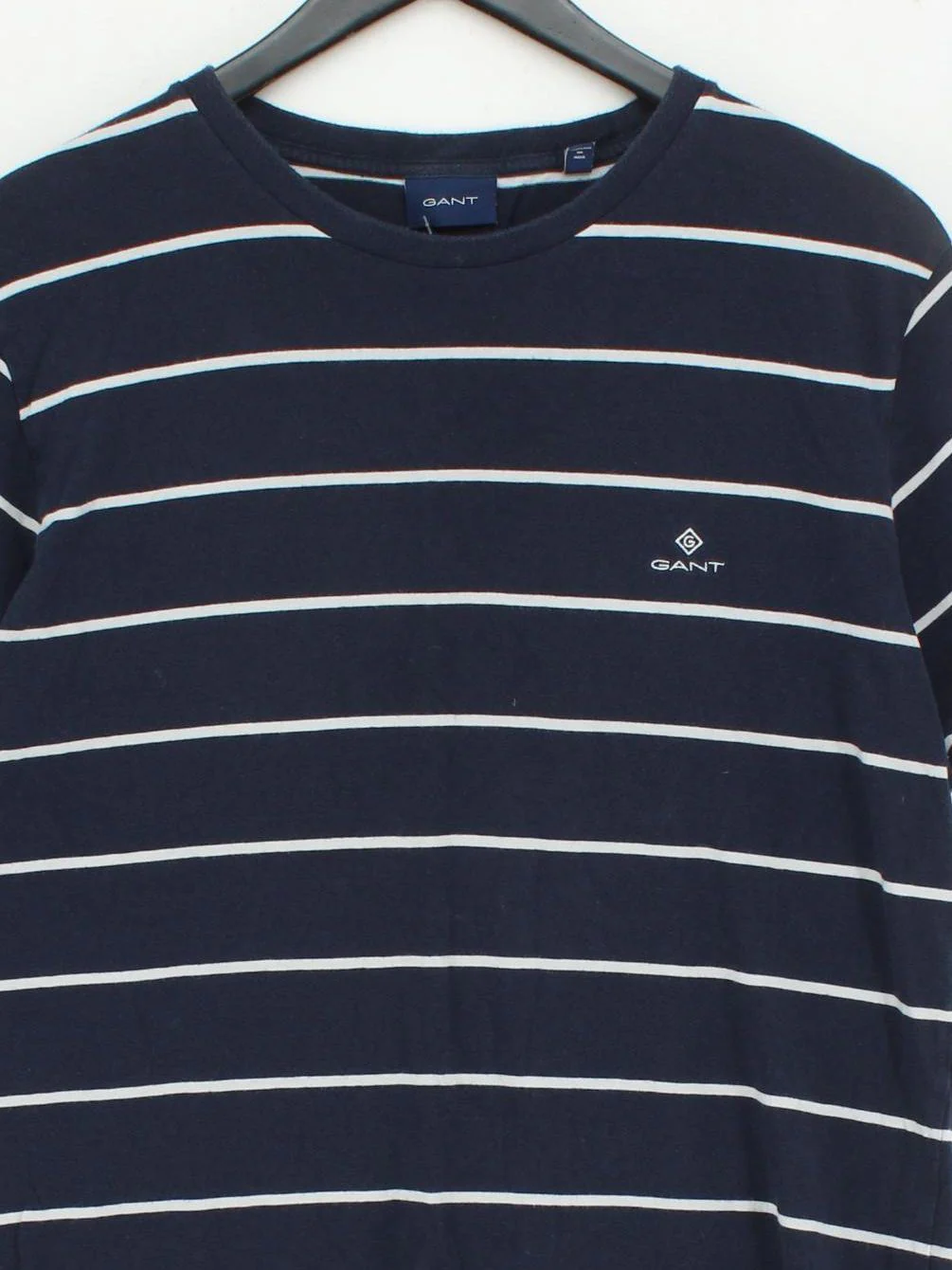 Gant Men's T-Shirt M Blue Striped 100% Cotton Basic - Image 3