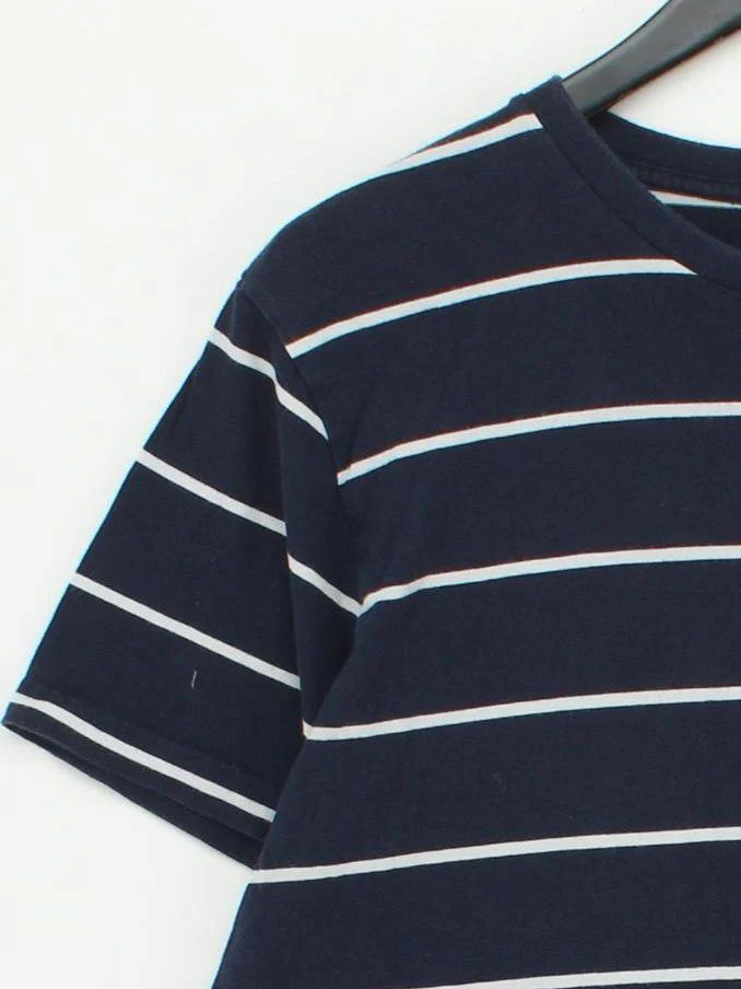 Gant Men's T-Shirt M Blue Striped 100% Cotton Basic - Image 4
