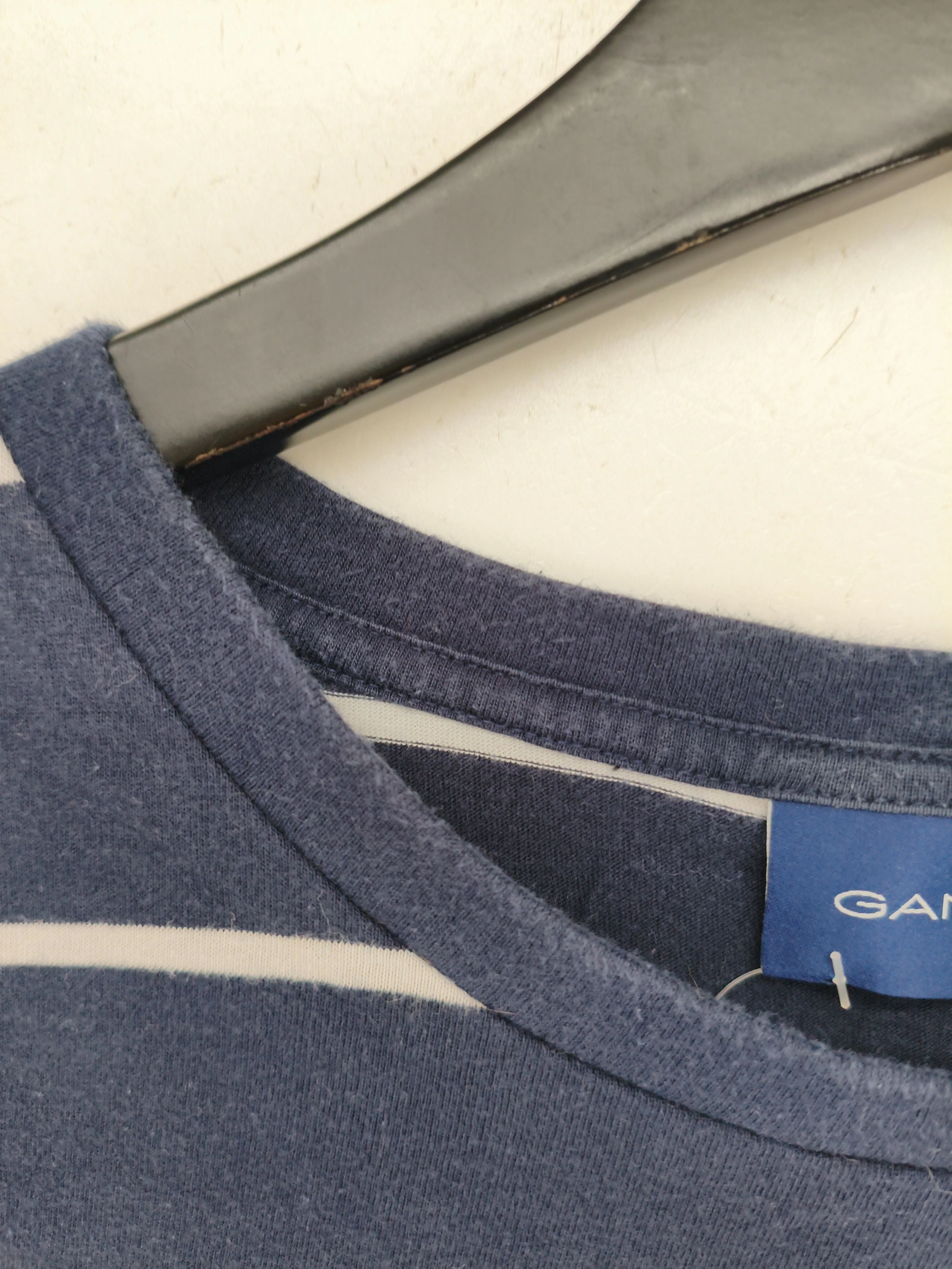 Gant Men's T-Shirt M Blue Striped 100% Cotton Basic - Image 5