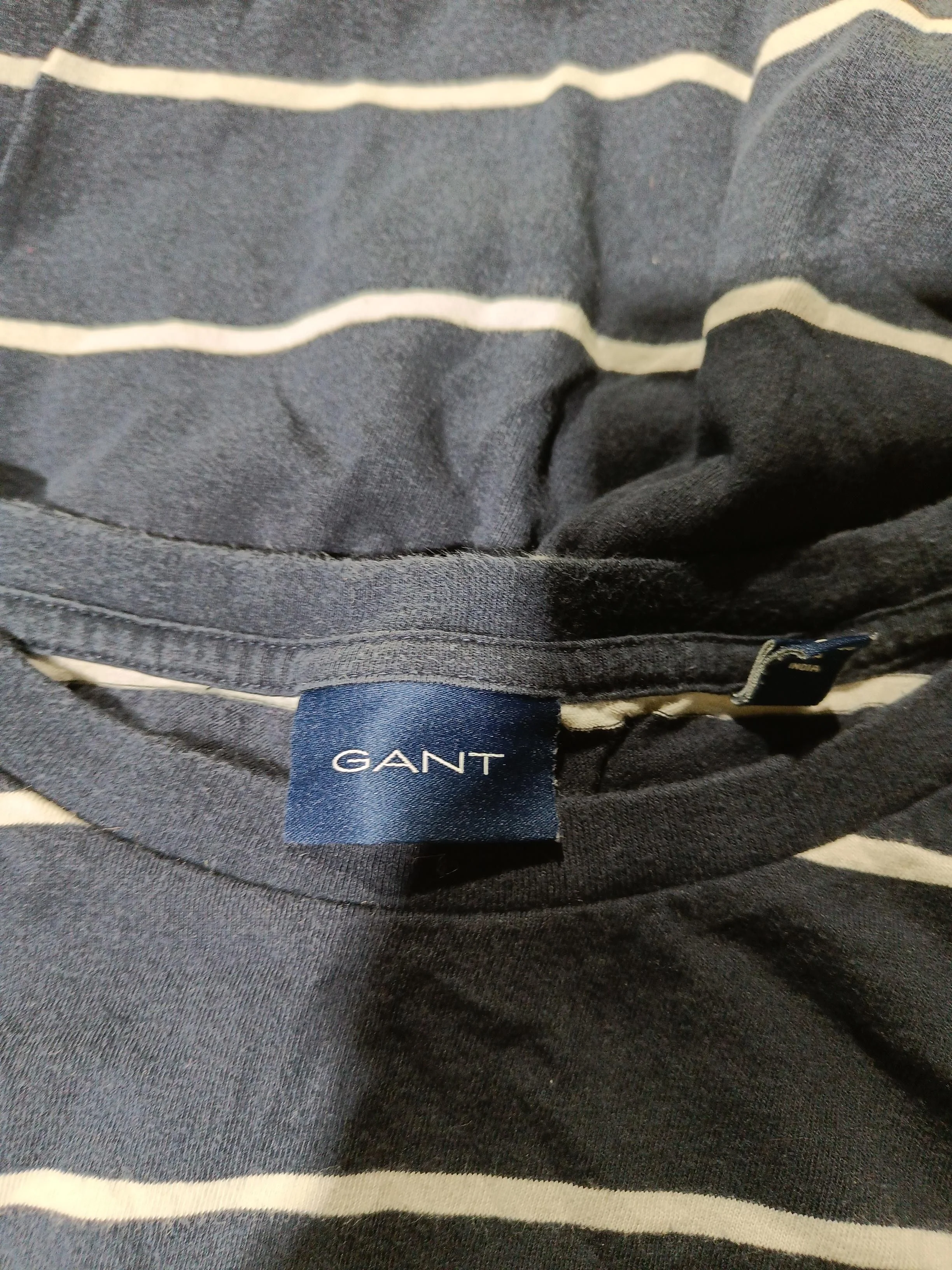 Gant Men's T-Shirt M Blue Striped 100% Cotton Basic - Image 7