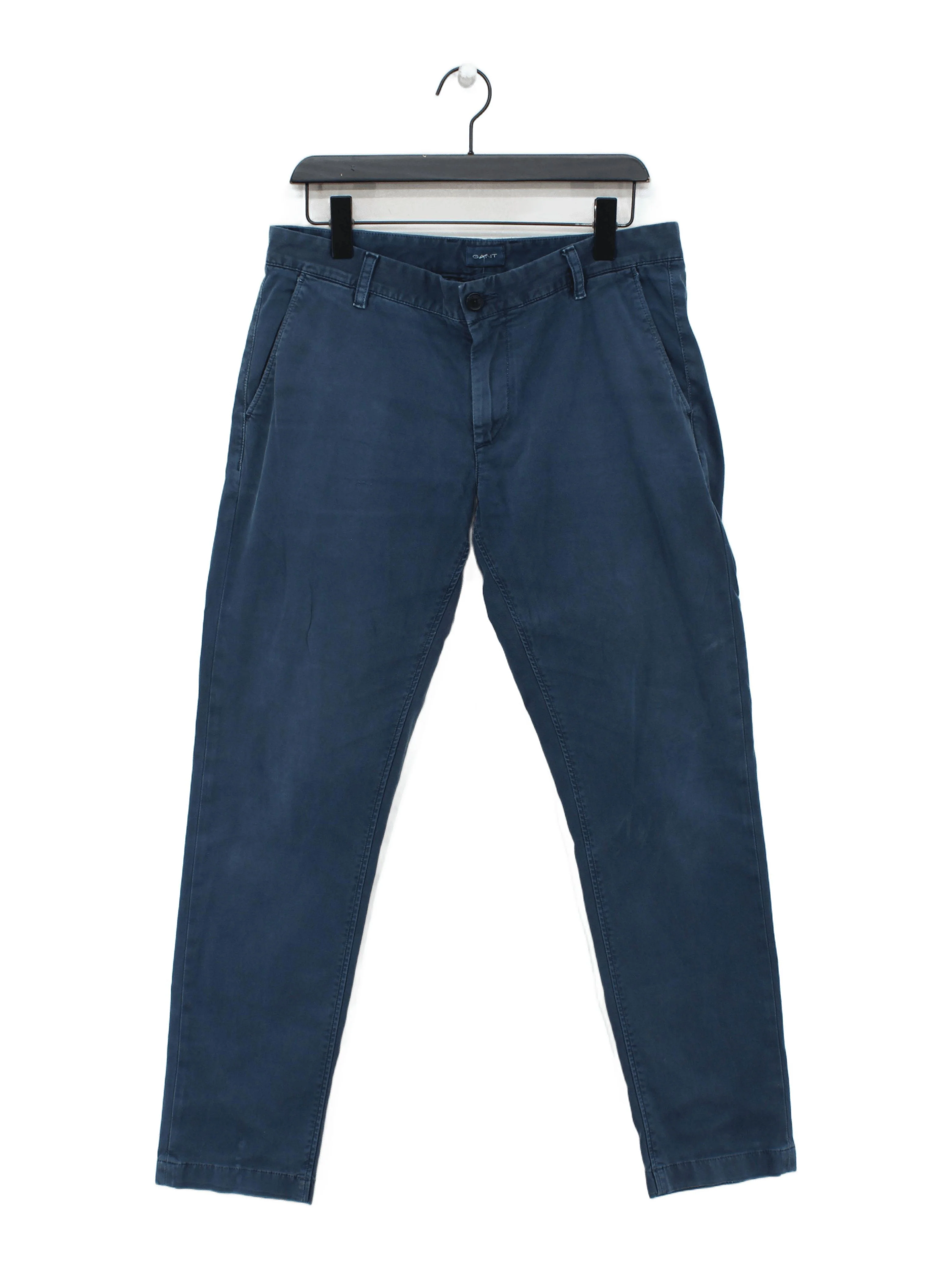 Gant Men's Trousers W 32 in Blue Cotton with Elastane Tapered Chino