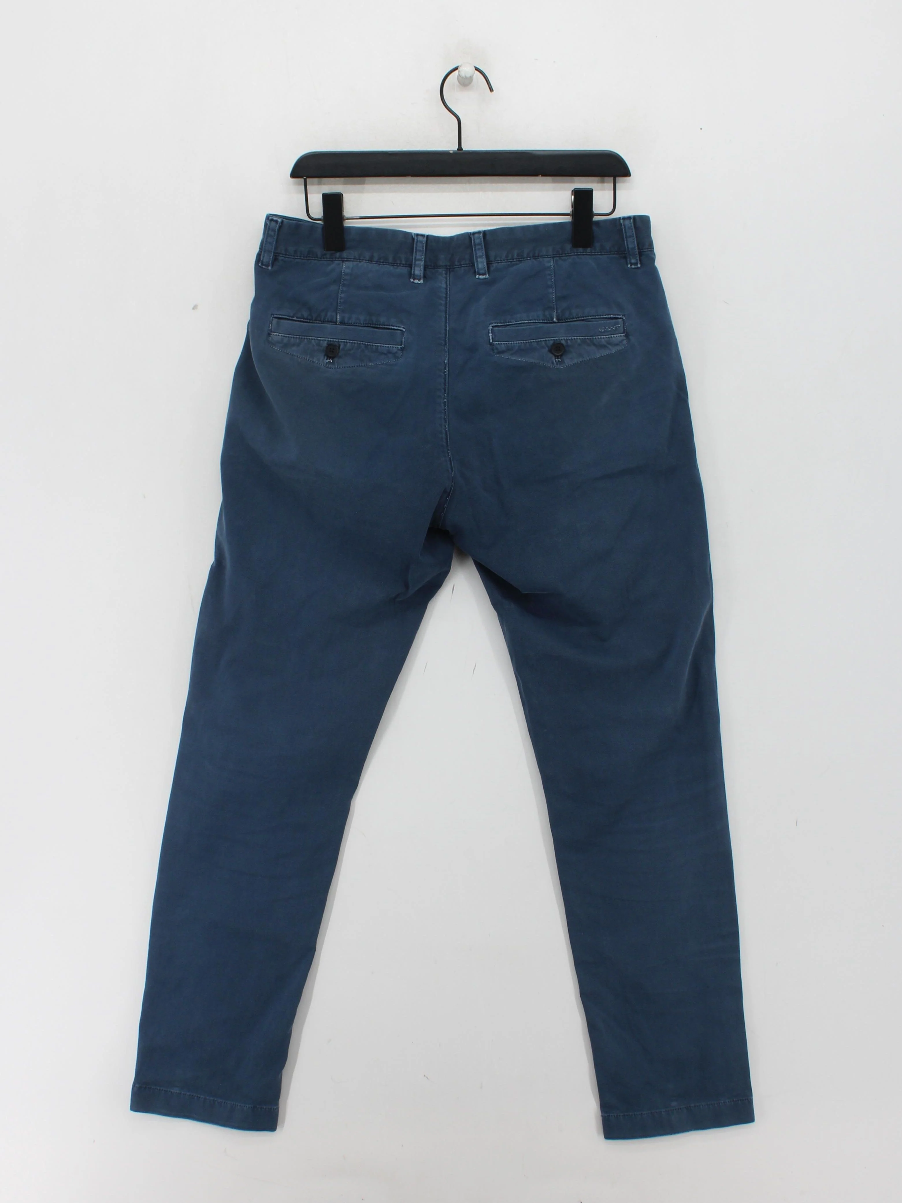 Gant Men's Trousers W 32 in Blue Cotton with Elastane Tapered Chino - Image 2