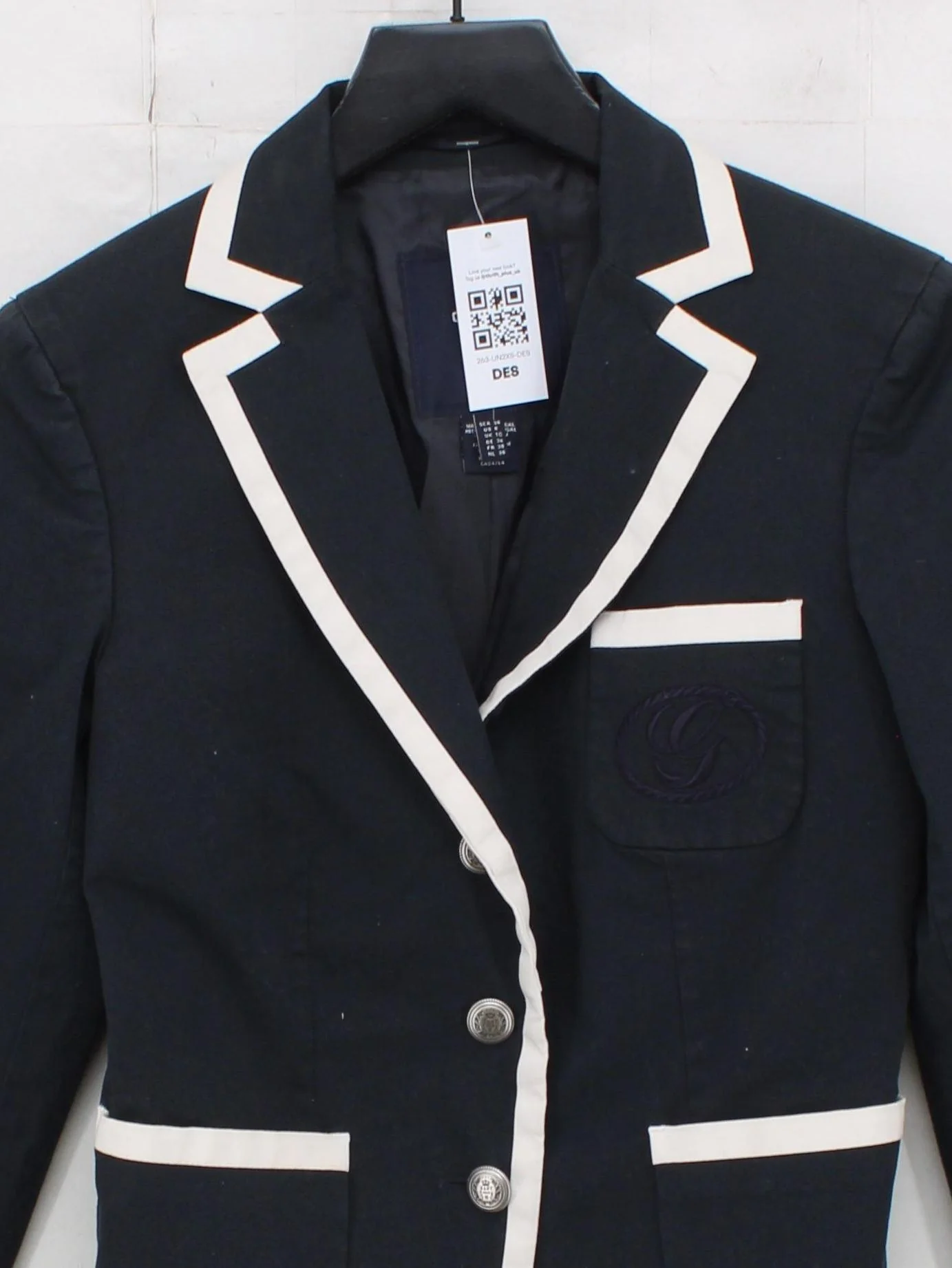 Gant Women's Blazer UK 10 Black Cotton with Elastane, Viscose, Nylon Overcoat - Image 3