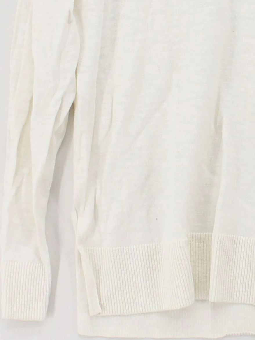 Gant Women's Jumper M Cream Linen with Cotton V-Neck Pullover - Image 4