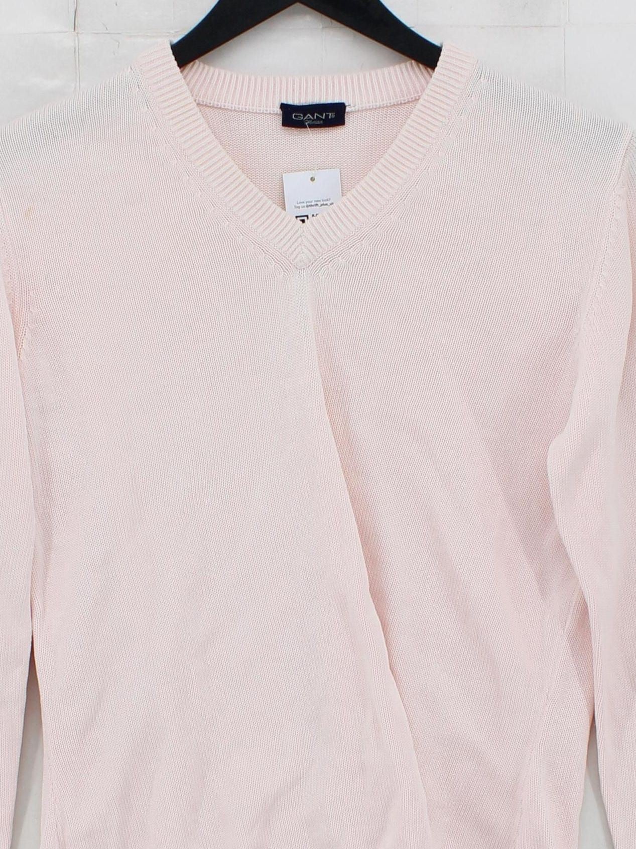 Gant Women's Jumper S Pink 100% Other V-Neck Pullover - Image 3
