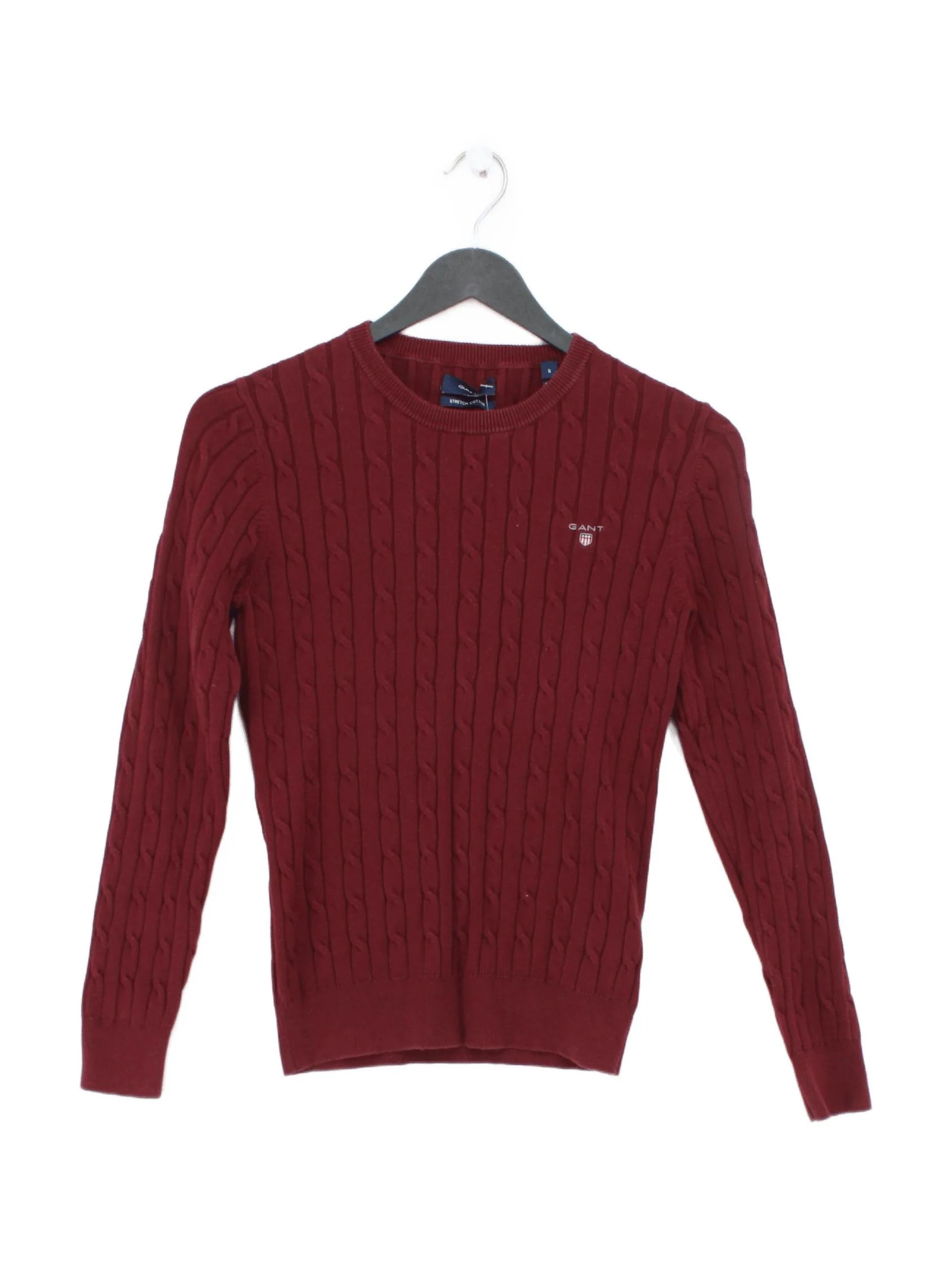 Gant Women's Jumper S Red Cotton with Polyamide Round Neck Pullover