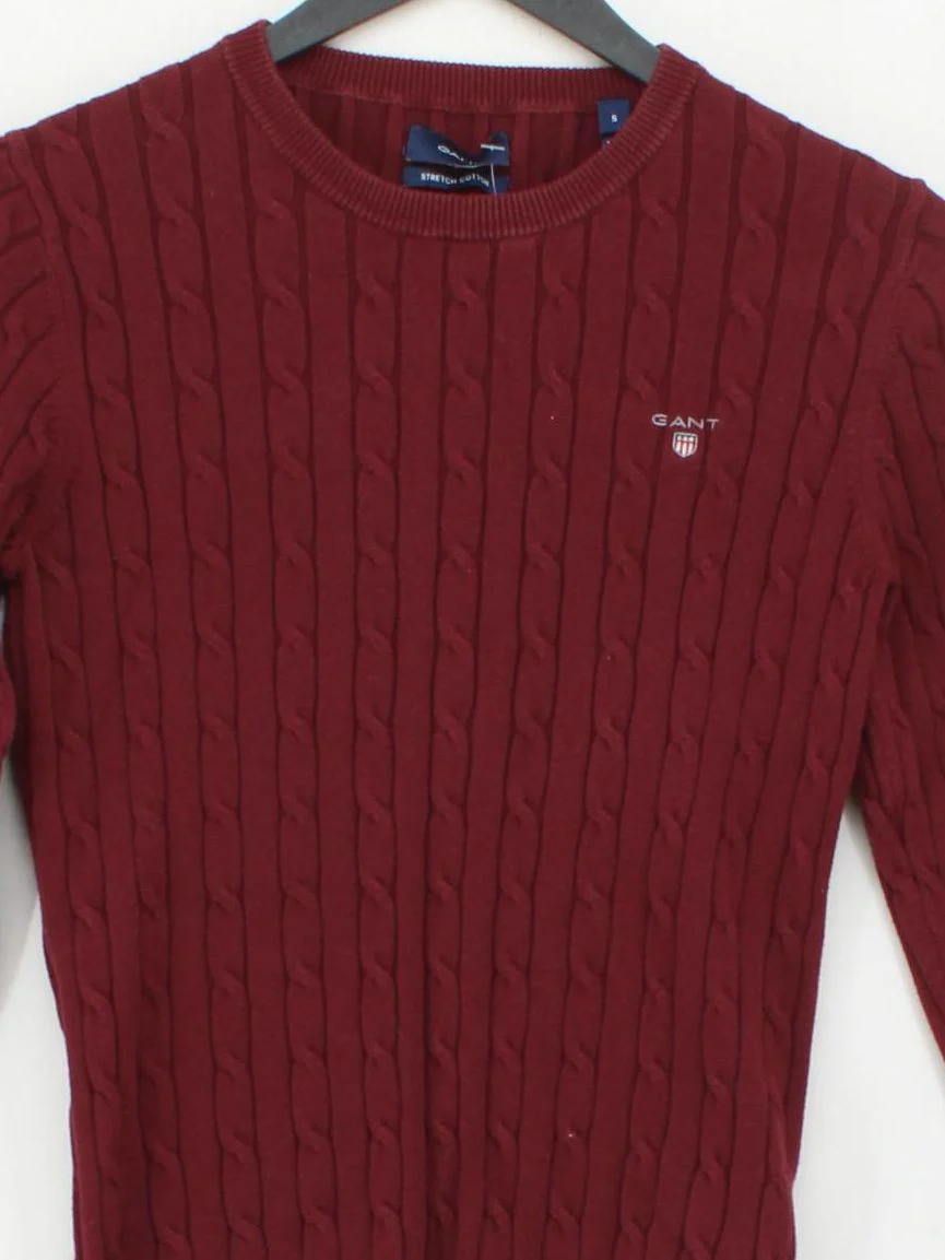 Gant Women's Jumper S Red Cotton with Polyamide Round Neck Pullover - Image 3