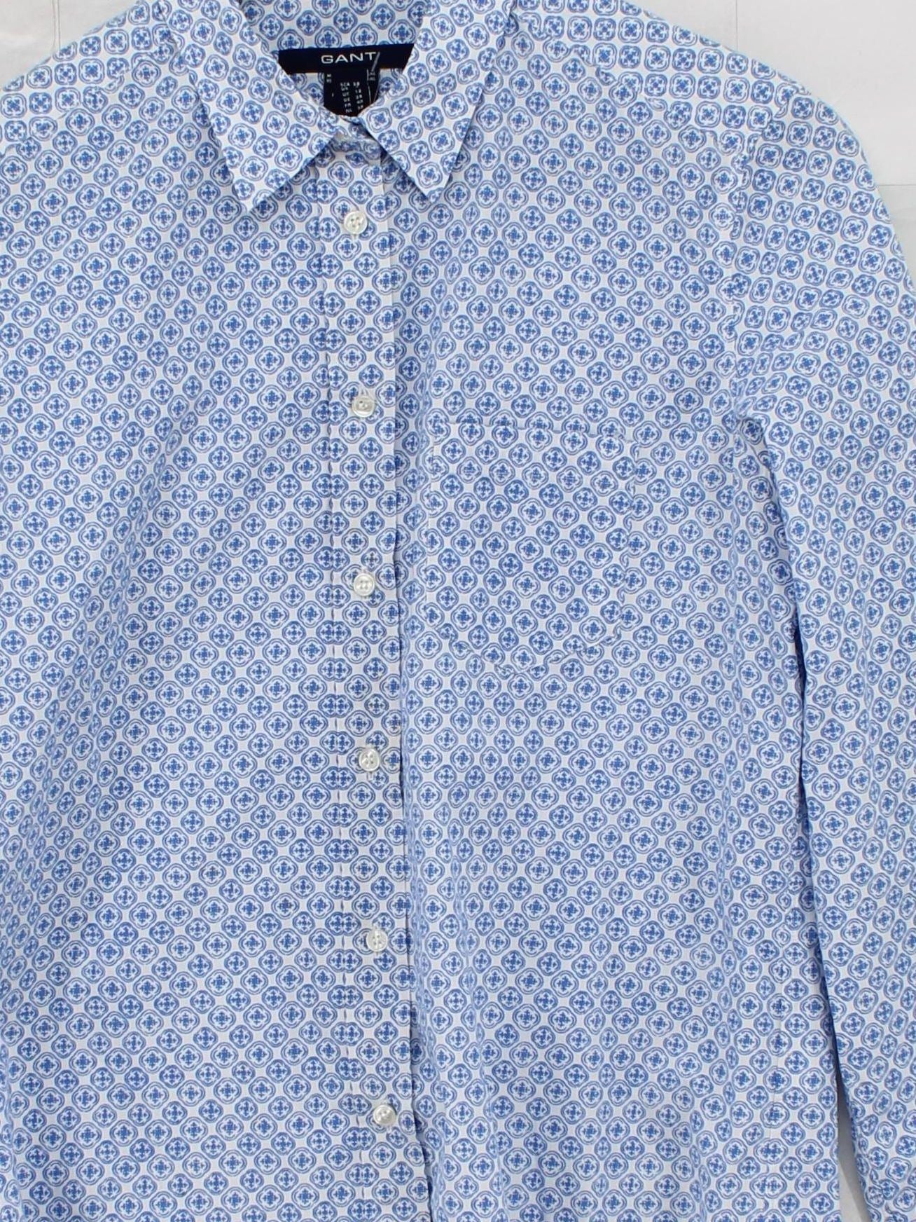 Gant Women's Shirt UK 12 Multi Geometric 100% Cotton Long Sleeve Collared Basic - Image 3