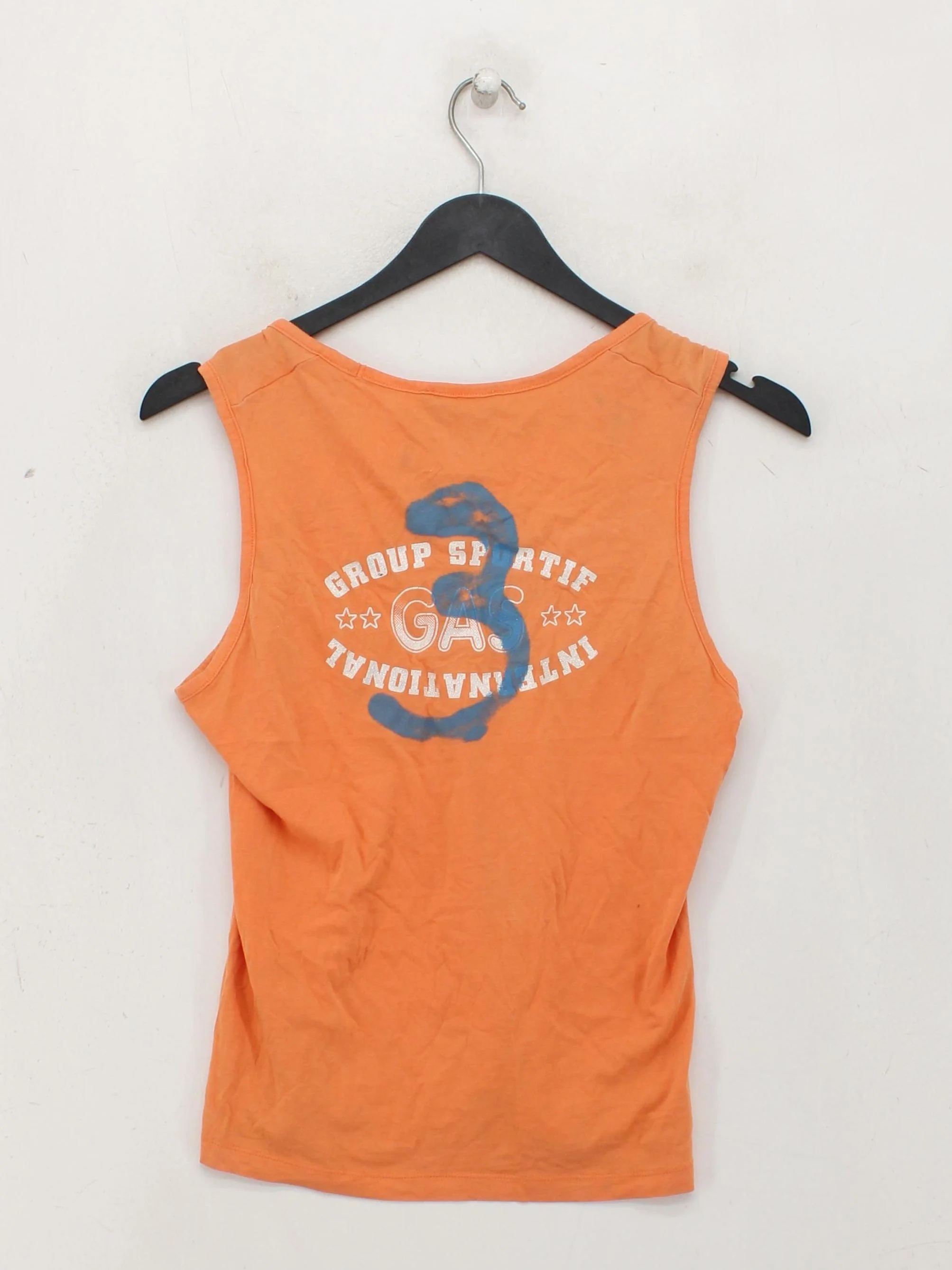 Gas Women's T-Shirt M Orange Graphic 100% Cotton Sleeveless V-Neck Basic - Image 2