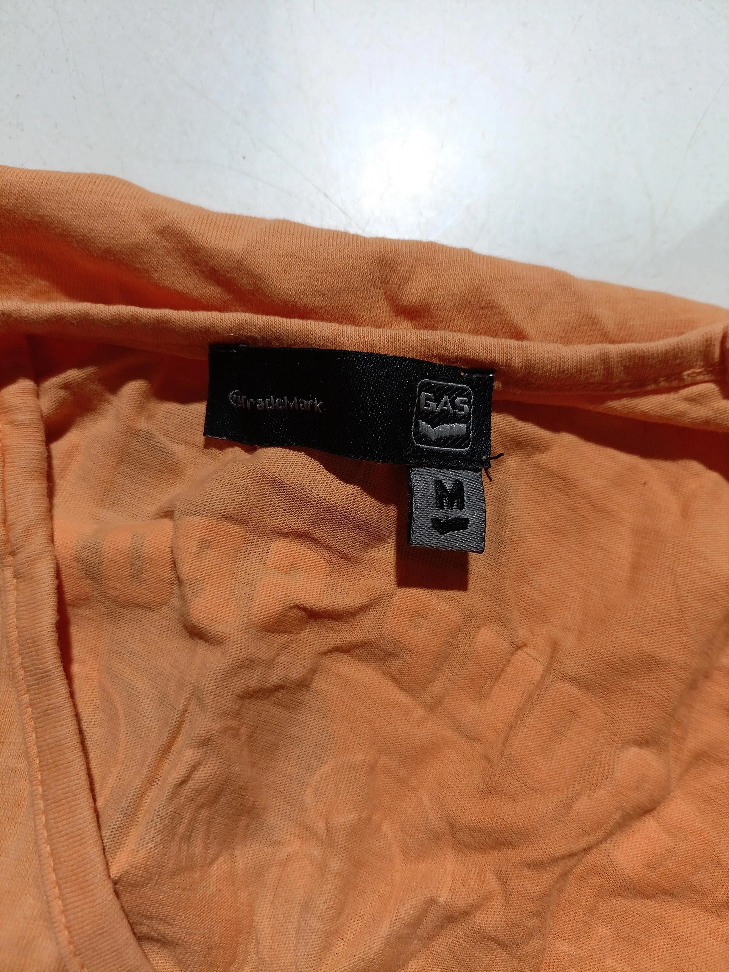 Gas Women's T-Shirt M Orange Graphic 100% Cotton Sleeveless V-Neck Basic - Image 5