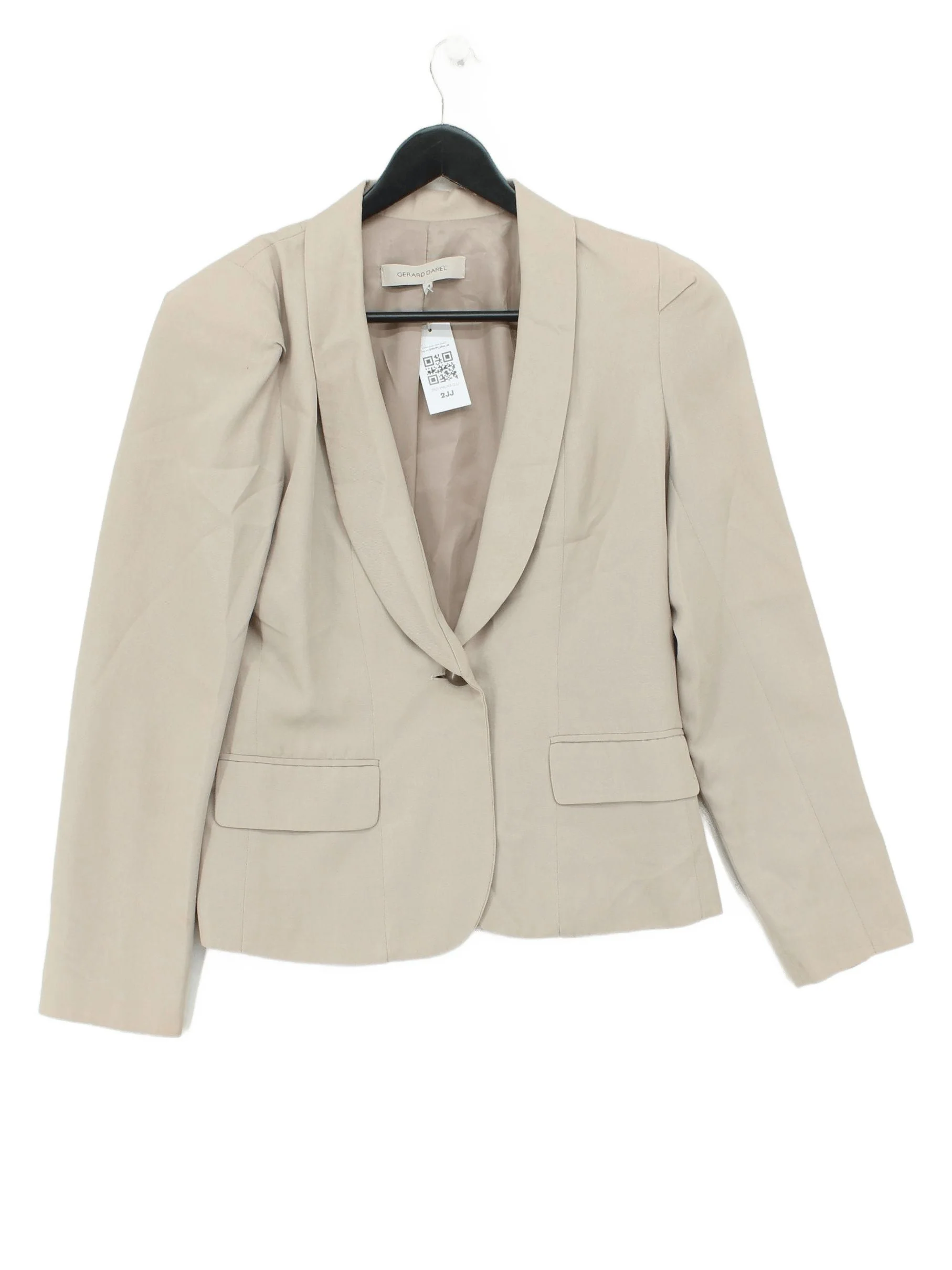 Gerard Darel Women's Blazer UK 10 Cream Viscose with Cotton, Polyester Overcoat
