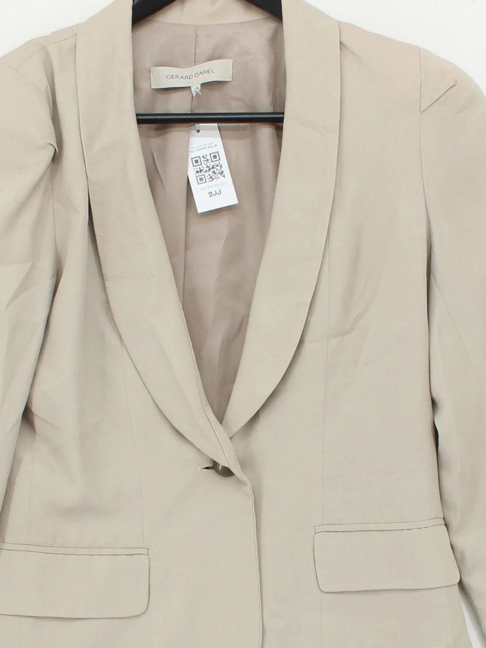 Gerard Darel Women's Blazer UK 10 Cream Viscose with Cotton, Polyester Overcoat - Image 3