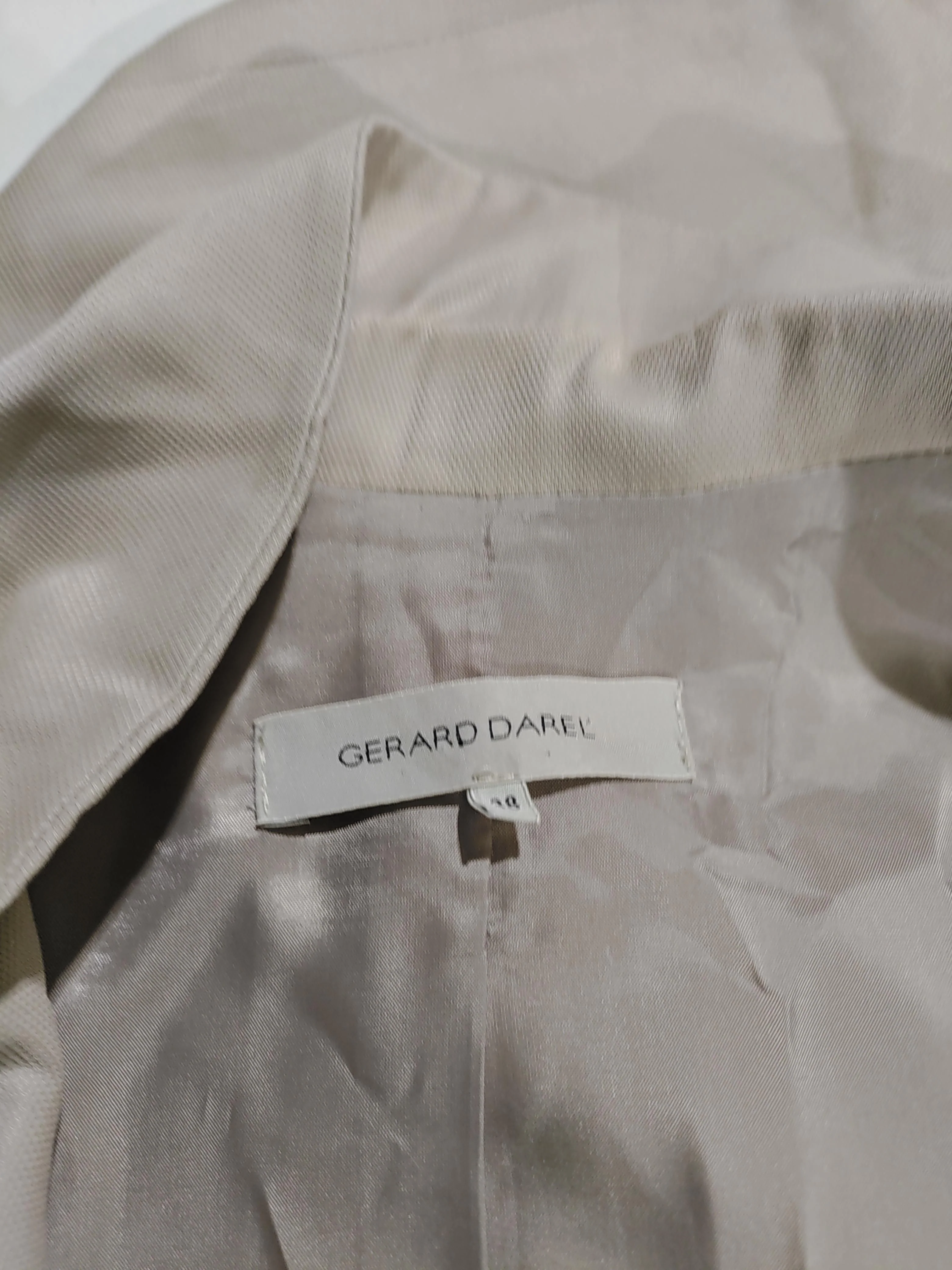 Gerard Darel Women's Blazer UK 10 Cream Viscose with Cotton, Polyester Overcoat - Image 7