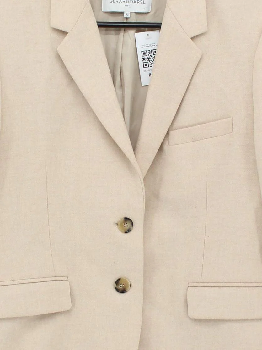 Gerard Darel Women's Blazer UK 12 Cream 100% Other Overcoat - Image 3
