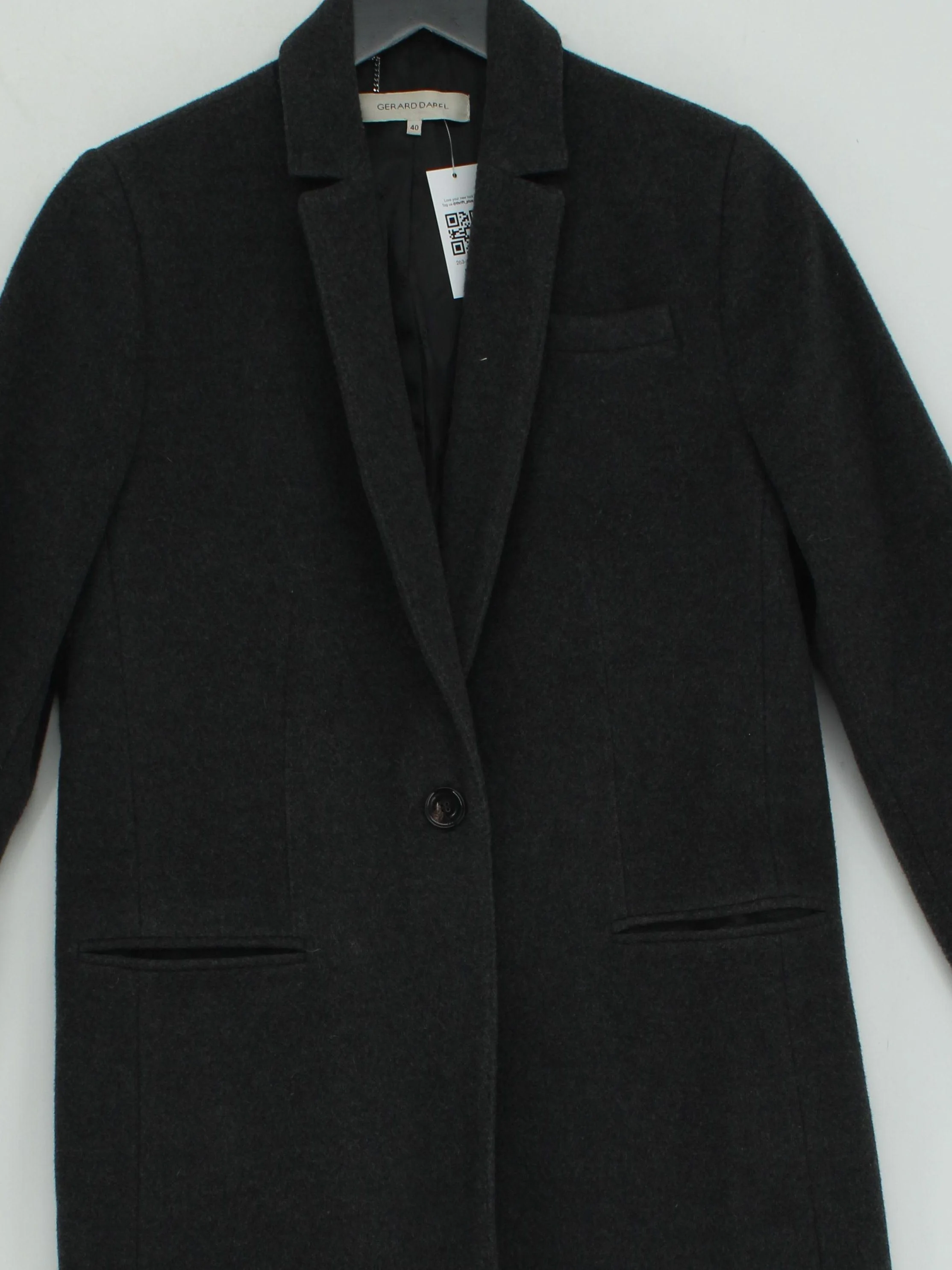 Gerard Darel Women's Coat UK 12 Grey Wool with Angora Overcoat - Image 3