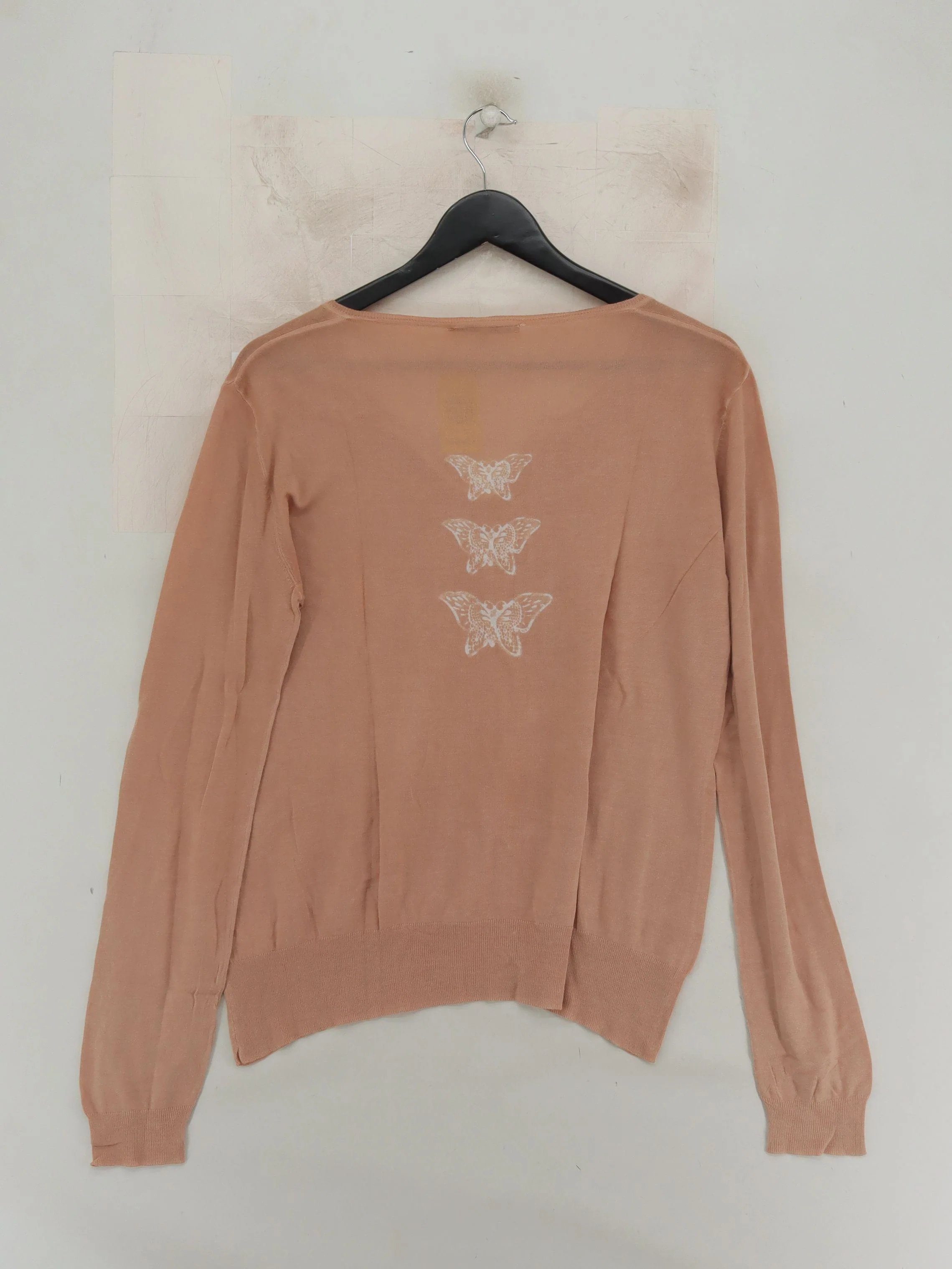 Gerard Darel Women's Jumper UK 4 Tan Graphic 100% Cotton V-Neck Pullover - Image 2