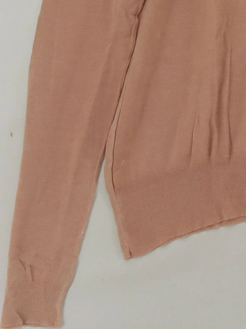 Gerard Darel Women's Jumper UK 4 Tan Graphic 100% Cotton V-Neck Pullover - Image 4