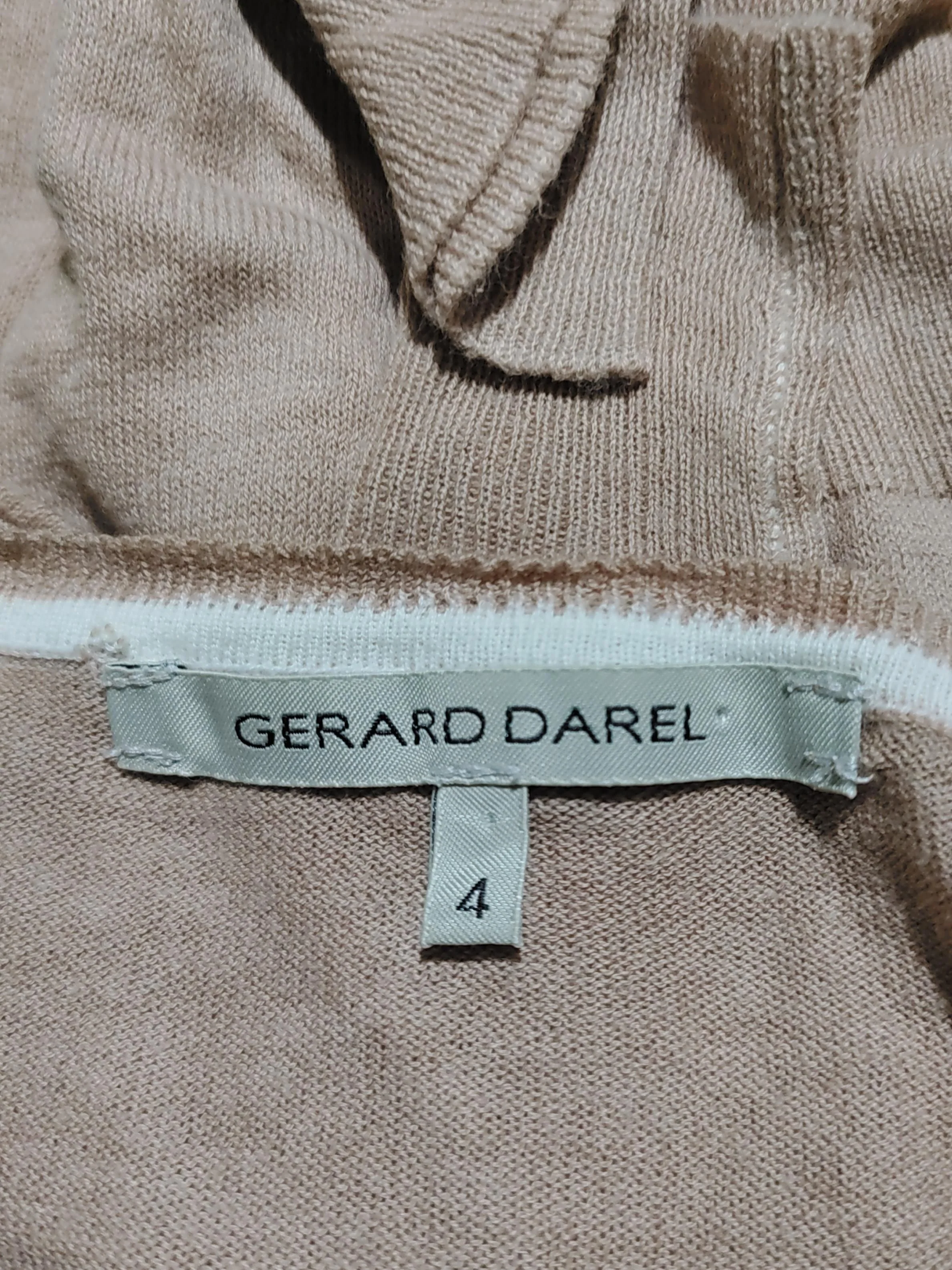 Gerard Darel Women's Jumper UK 4 Tan Graphic 100% Cotton V-Neck Pullover - Image 5