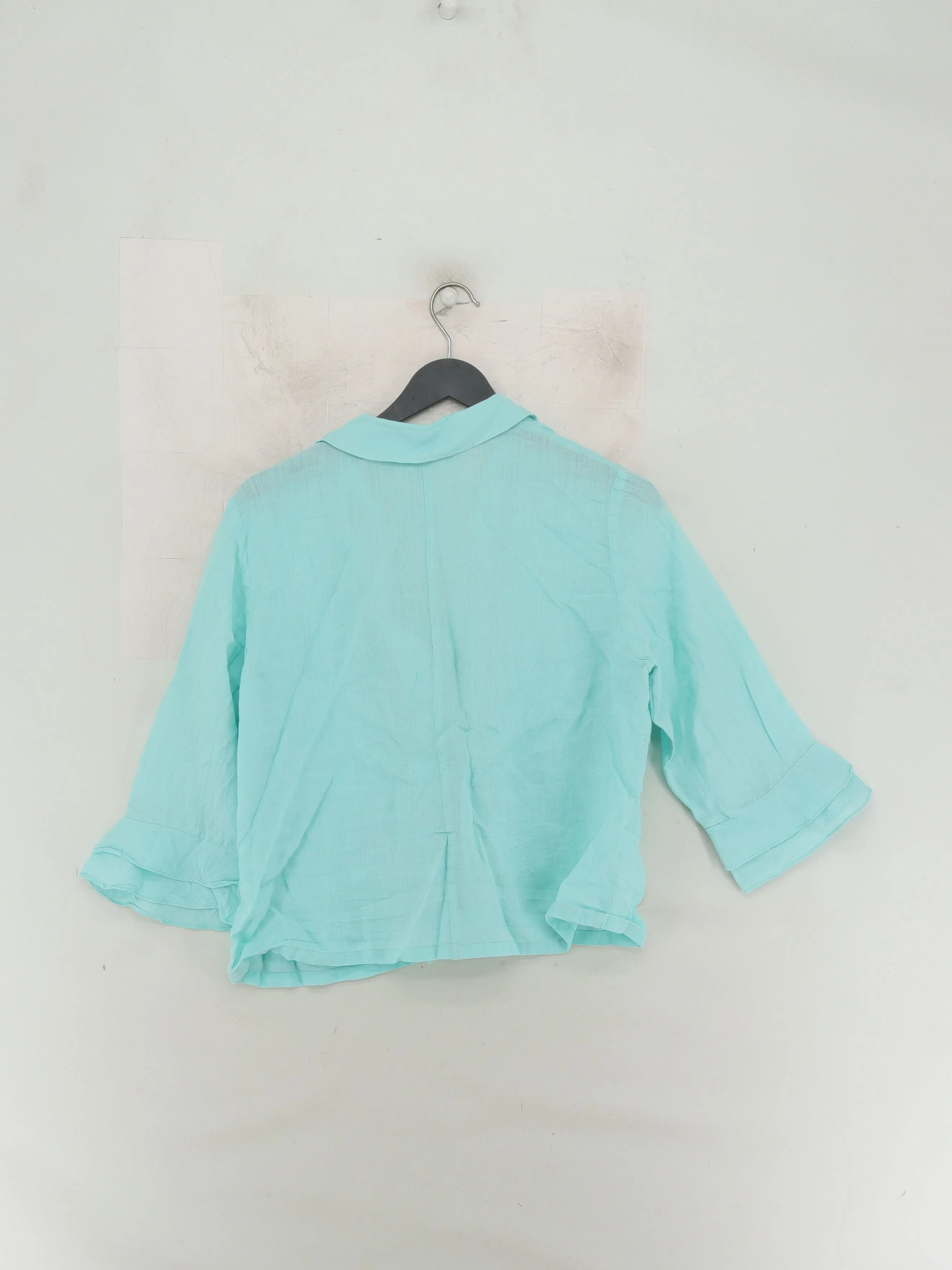 Gerard Darel Women's Shirt UK 18 Blue 100% Other 3/4 Sleeve Collared Basic - Image 2