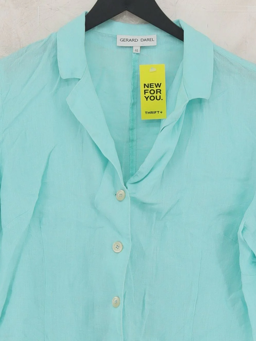 Gerard Darel Women's Shirt UK 18 Blue 100% Other 3/4 Sleeve Collared Basic - Image 3
