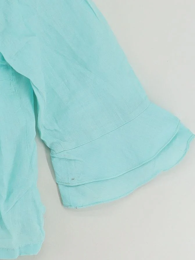 Gerard Darel Women's Shirt UK 18 Blue 100% Other 3/4 Sleeve Collared Basic - Image 4