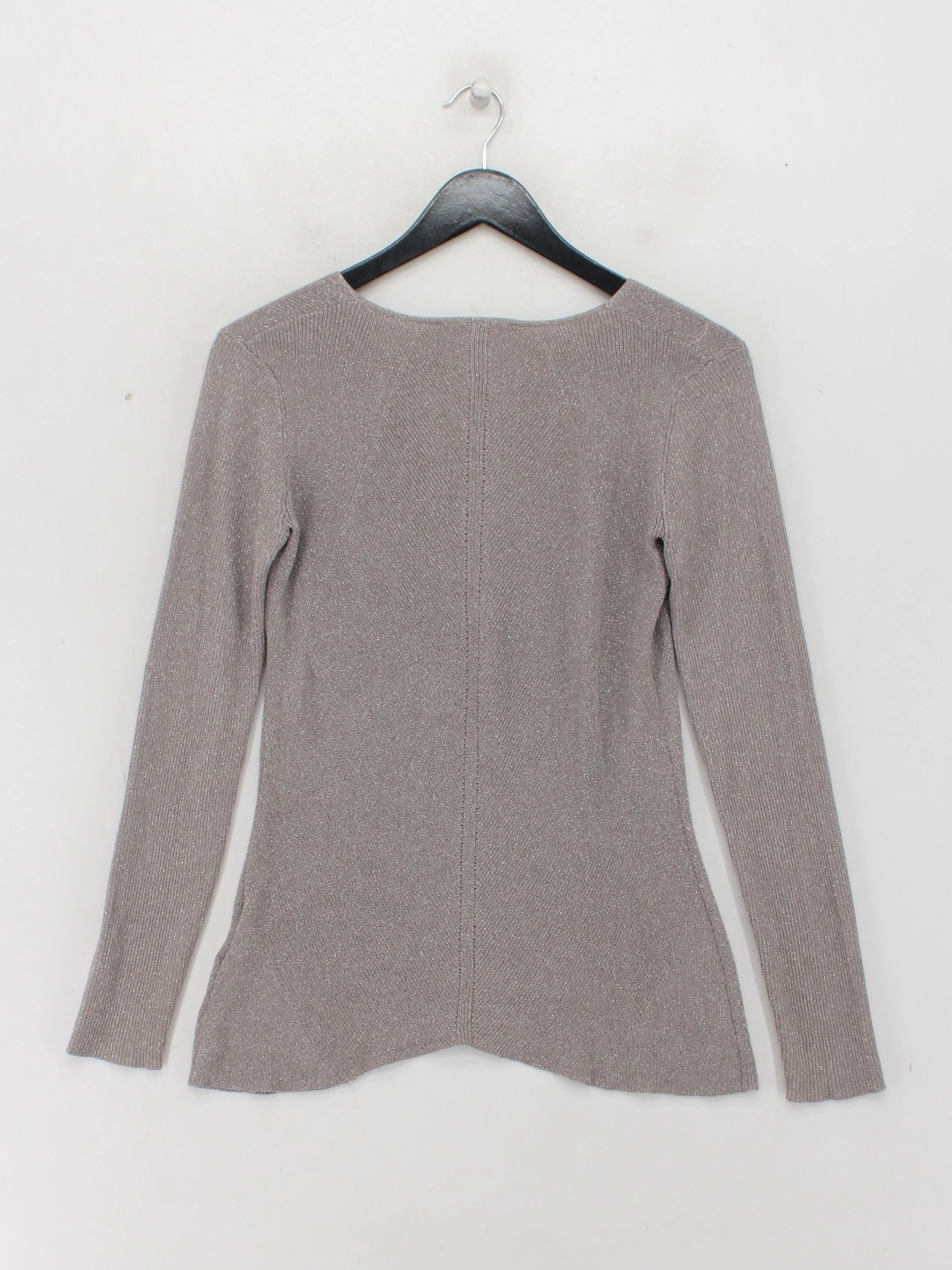 Gerard Darel Women's Top L Grey Viscose with Other Long Sleeve V-Neck Basic - Image 2