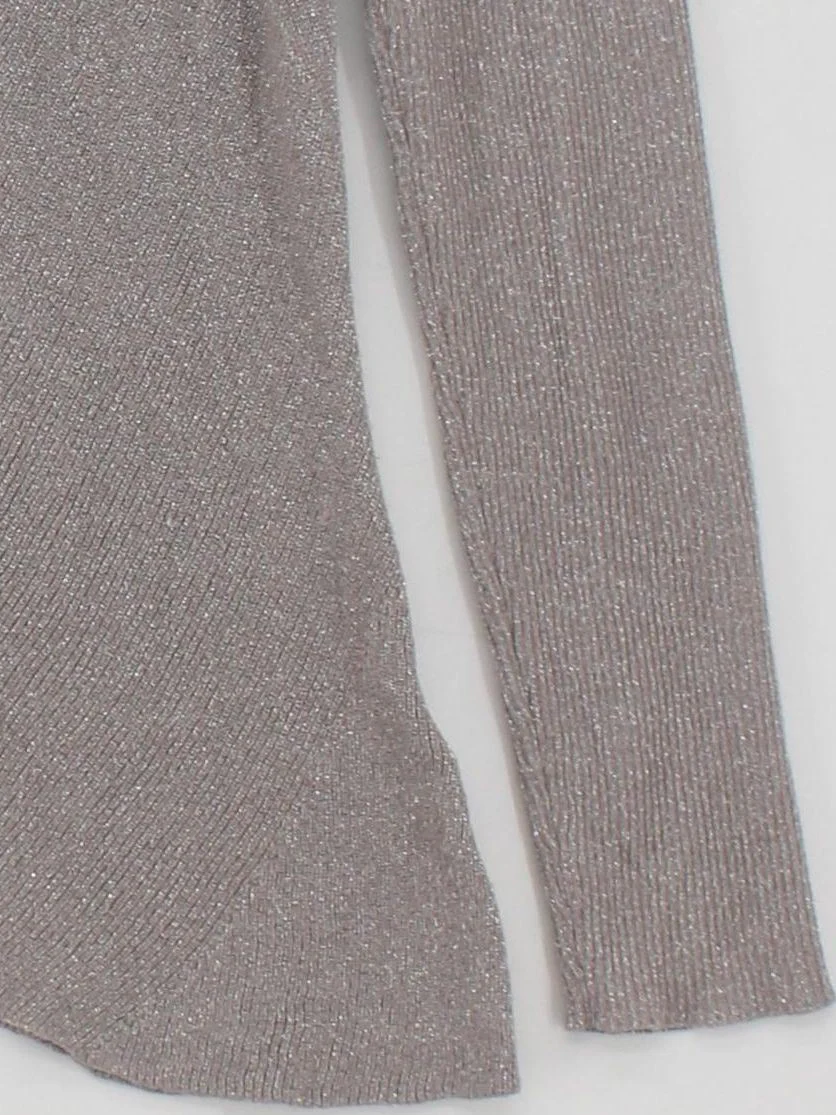 Gerard Darel Women's Top L Grey Viscose with Other Long Sleeve V-Neck Basic - Image 4