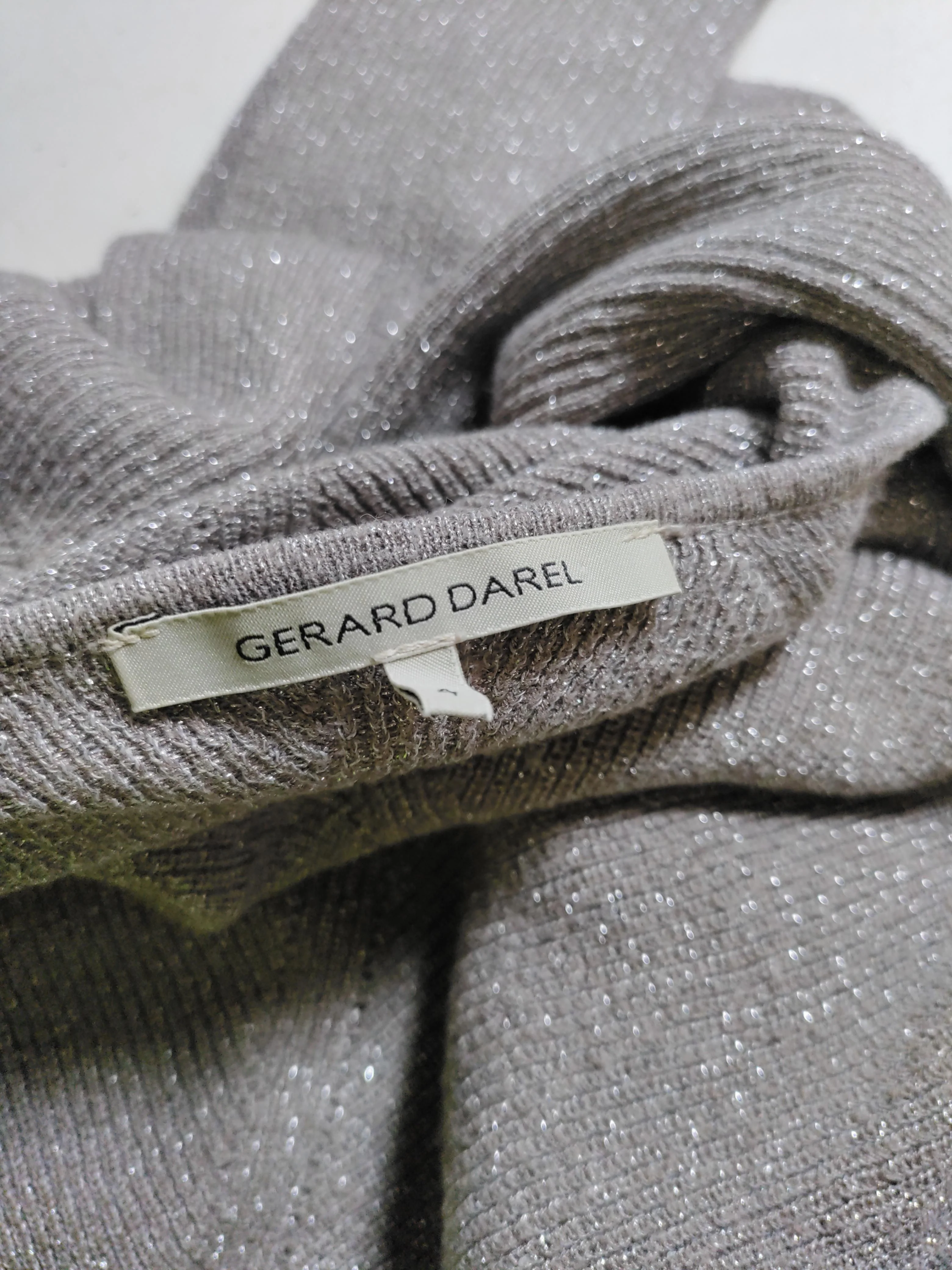 Gerard Darel Women's Top L Grey Viscose with Other Long Sleeve V-Neck Basic - Image 5