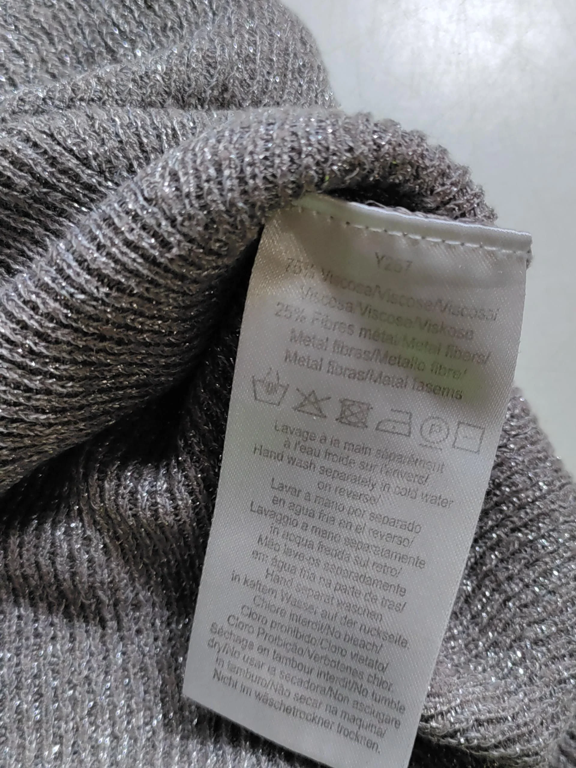Gerard Darel Women's Top L Grey Viscose with Other Long Sleeve V-Neck Basic - Image 6